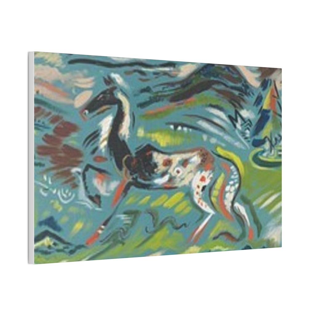 Abstract Horse Canvas Print — Colorful Surreal Animal Art on Stretched Canvas