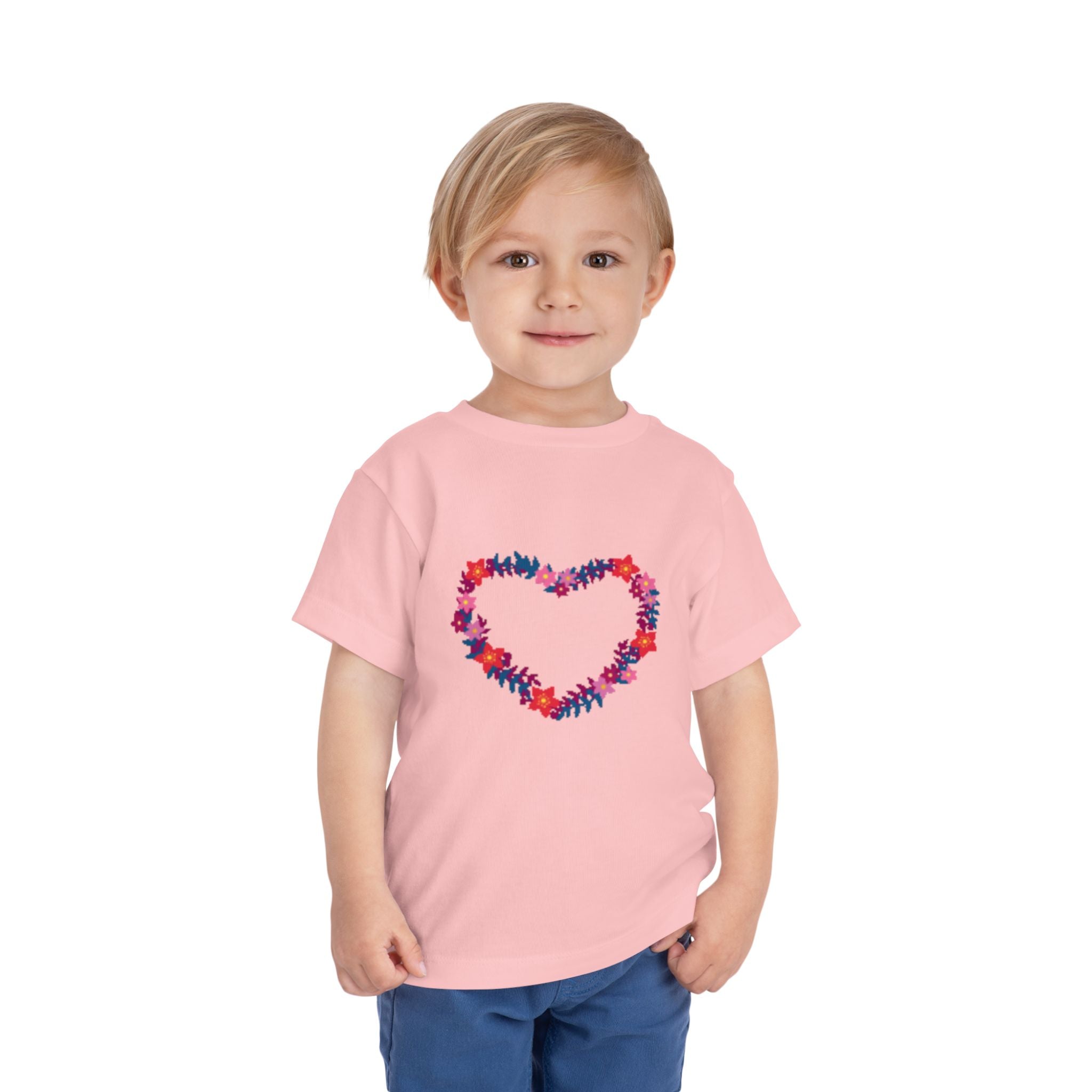 Toddler Tee — Floral Heart Graphic Kids' Short Sleeve Shirt