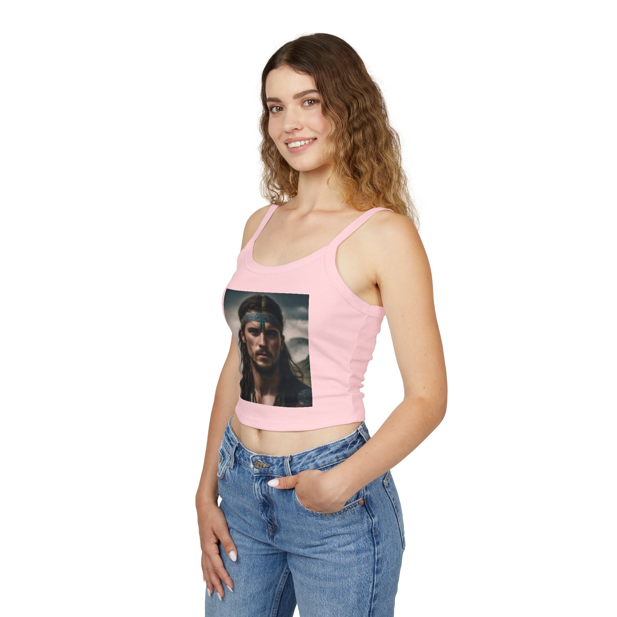 Wolf Spirit Crop Tank — Boho Native-Inspired Women's Spaghetti Strap Top