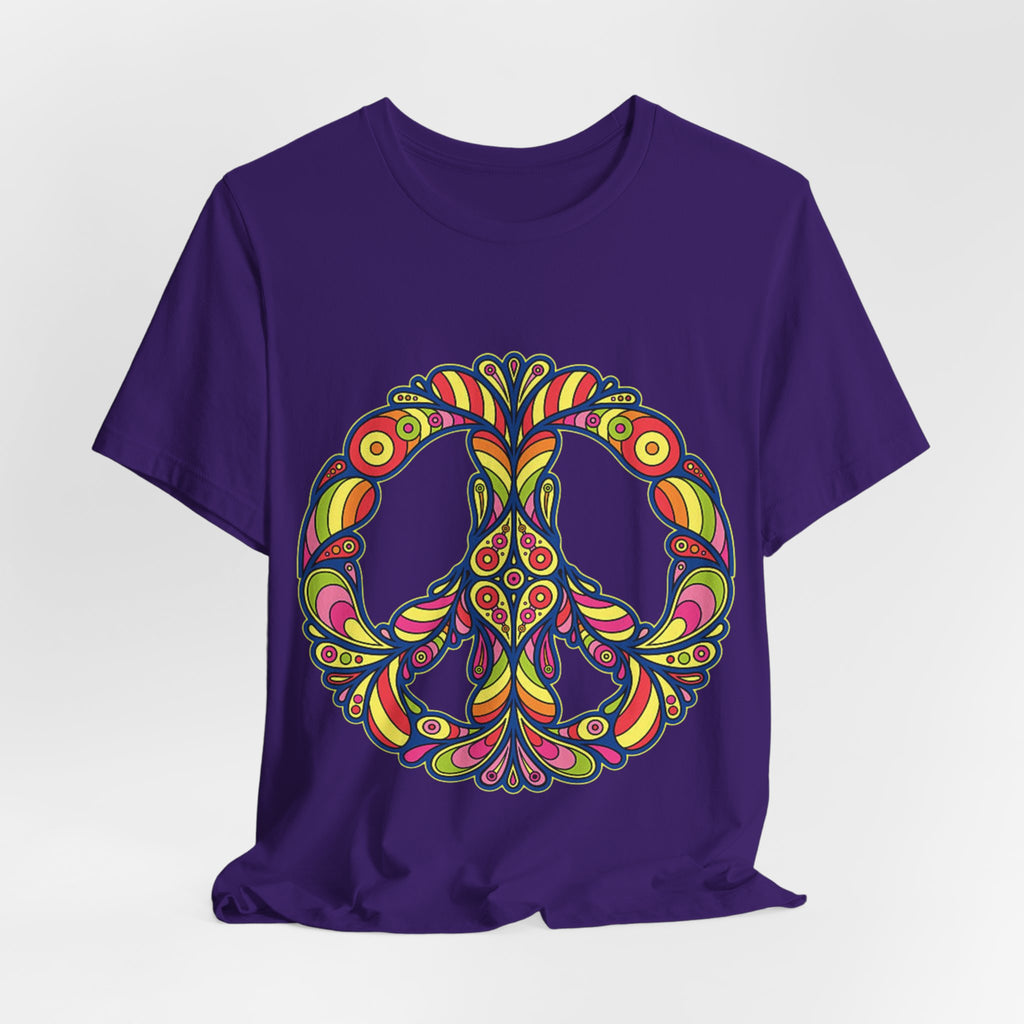 Psychedelic Floral Peace Sign T-Shirt World Peace