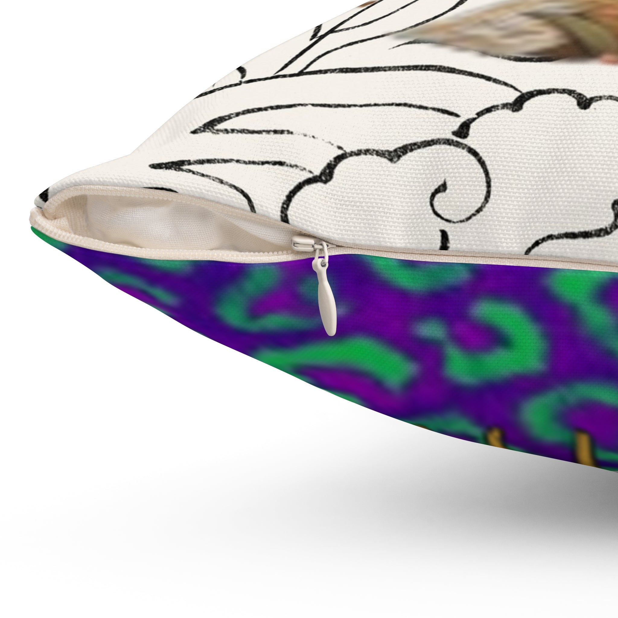 Decorative Throw Pillow — Fox & Sun Patterned Floral & Animal Print Square Accent Cushion