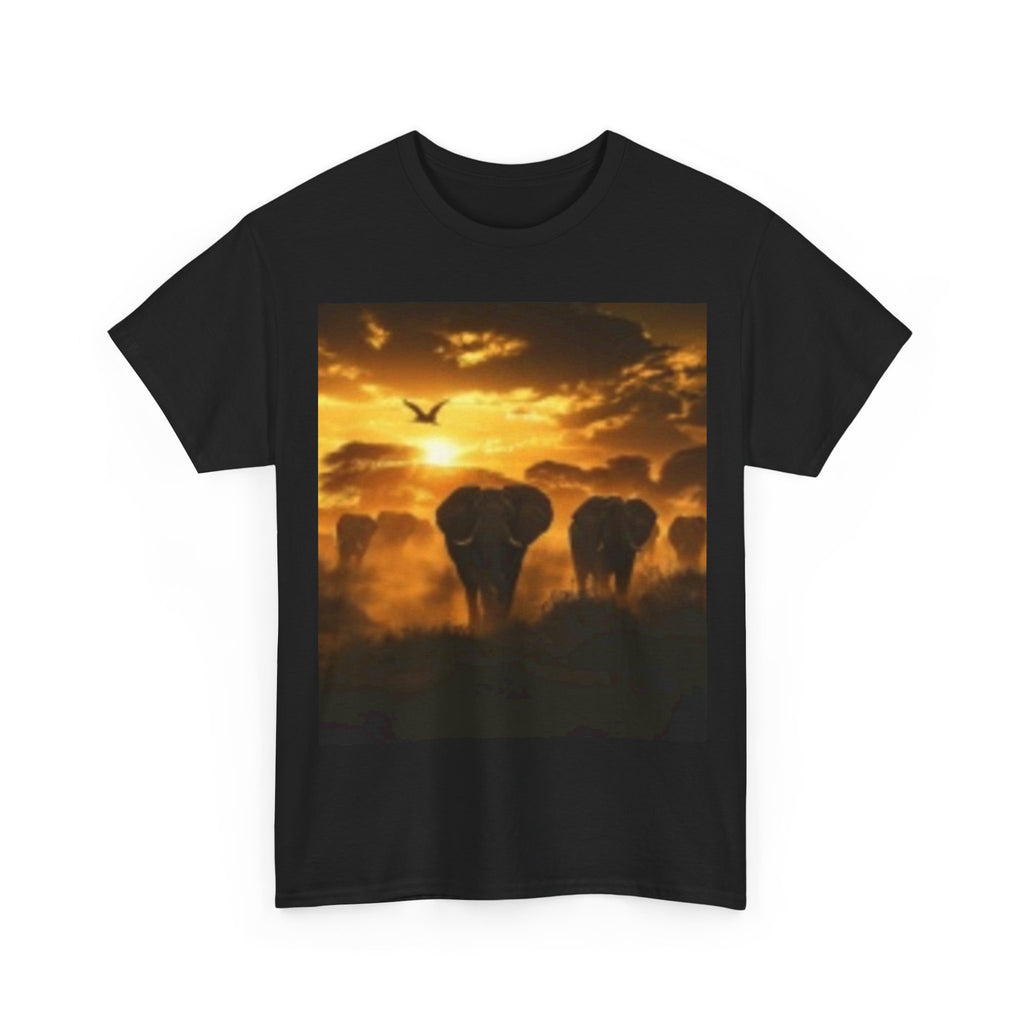 Elephant Sunset T-Shirt — African Safari Sunset Graphic Tee