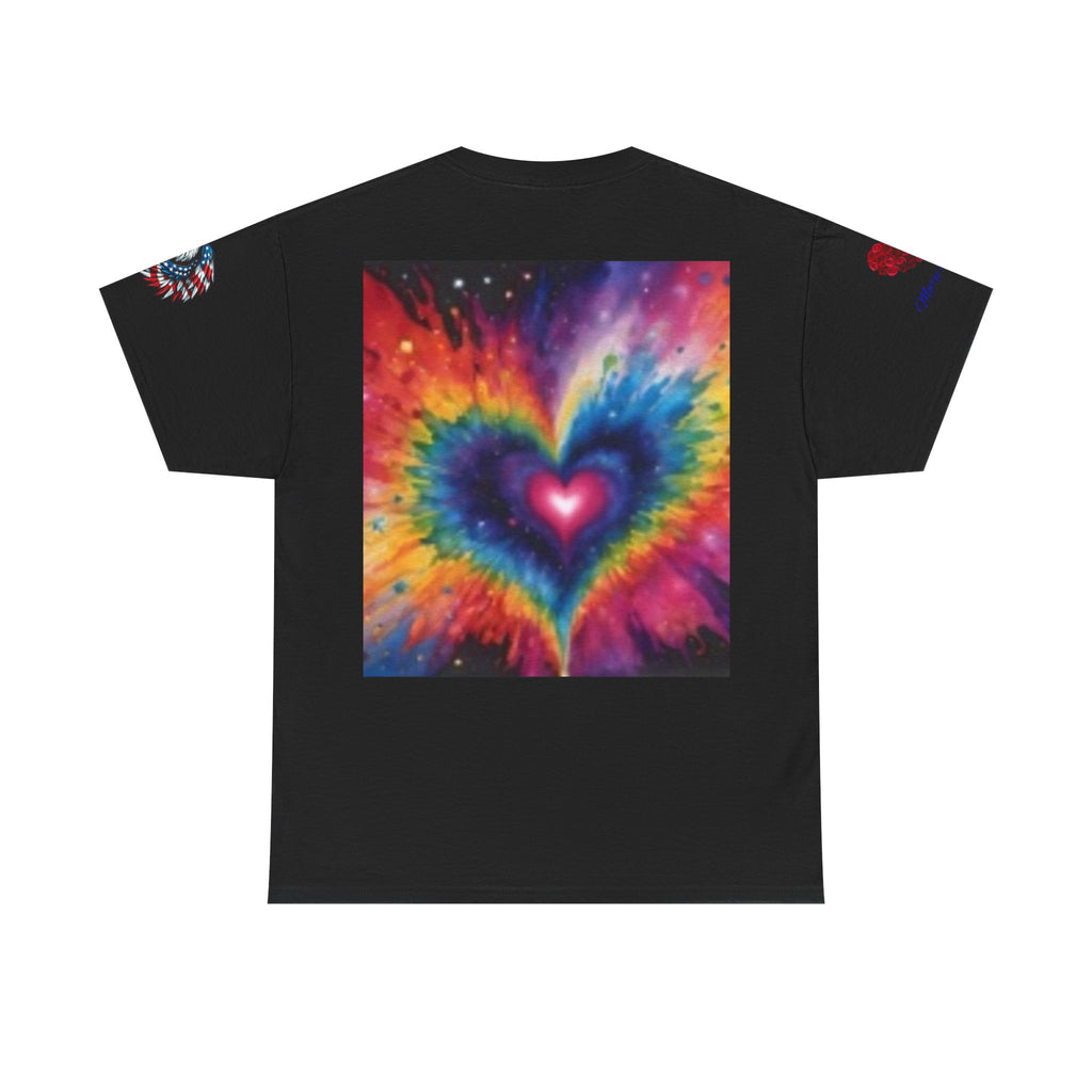 Mary Jordan Colorful Animal Print Patriotic Heart T-shirt