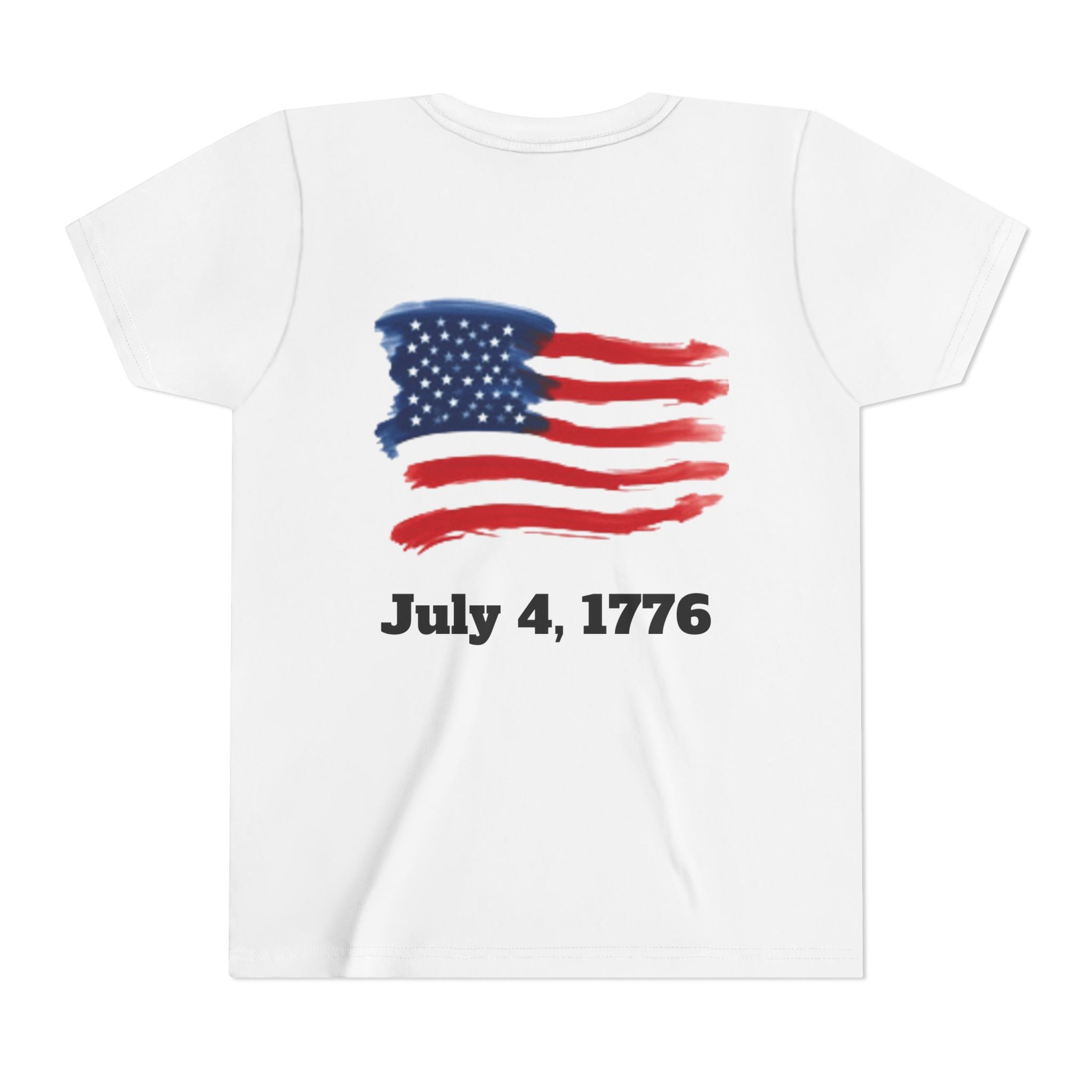 Youth T-shirt — Watercolor Rainbow & Paint Stroke American Flag Kids Shirt