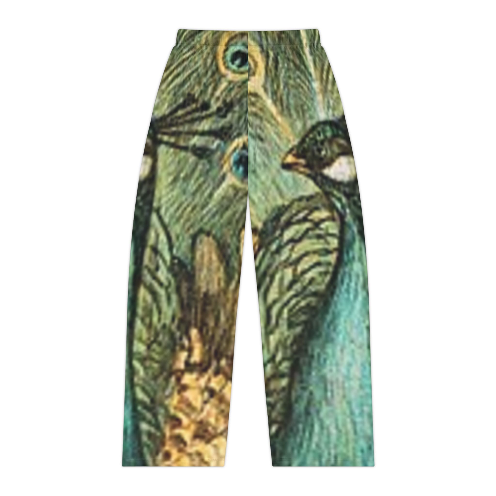 Peacock Print Pajama Pants — Women's Cozy All-Over-Print Lounge Pants