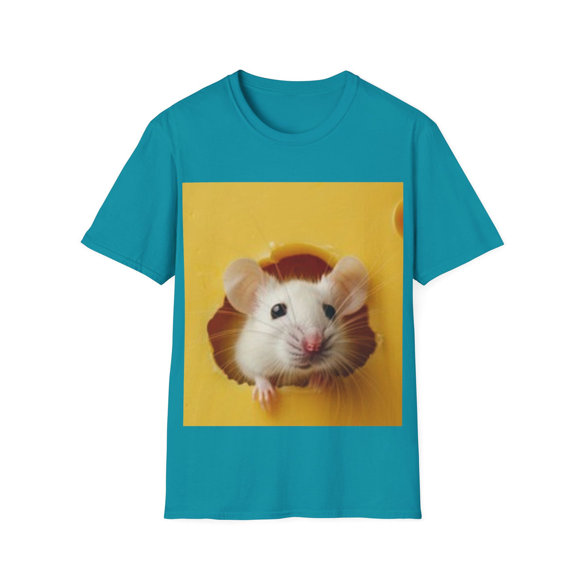 T-Shirt — Cute White Mouse Photo Tee (Peek-a-Boo Rodent Crewneck)