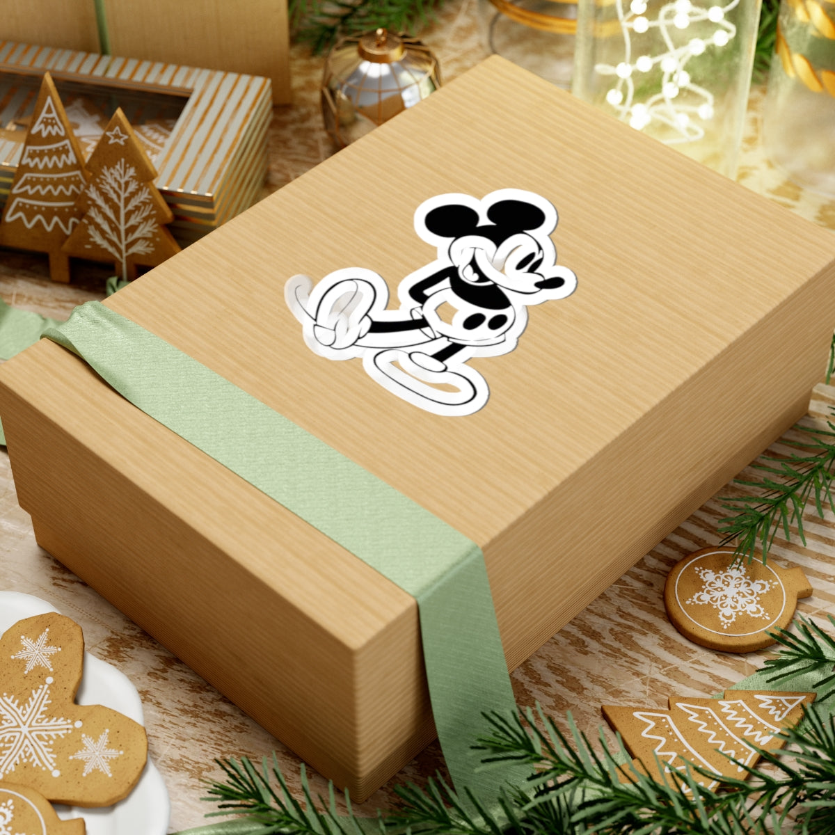Vintage Cartoon Mouse Sticker — Retro Black & White Kiss-Cut Decal for Laptops, Water Bottles, and Scrapbooks