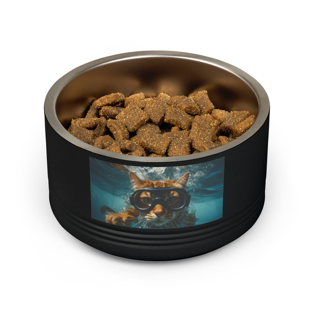 18oz Pet Bowl — Playful Diving Cat & Labradors  Design Stainless Steel Water & Food Dish