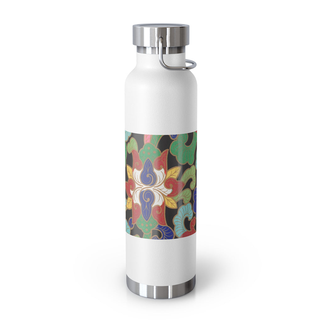 22oz Insulated Water Bottle — Colorful Floral Swirl Pattern