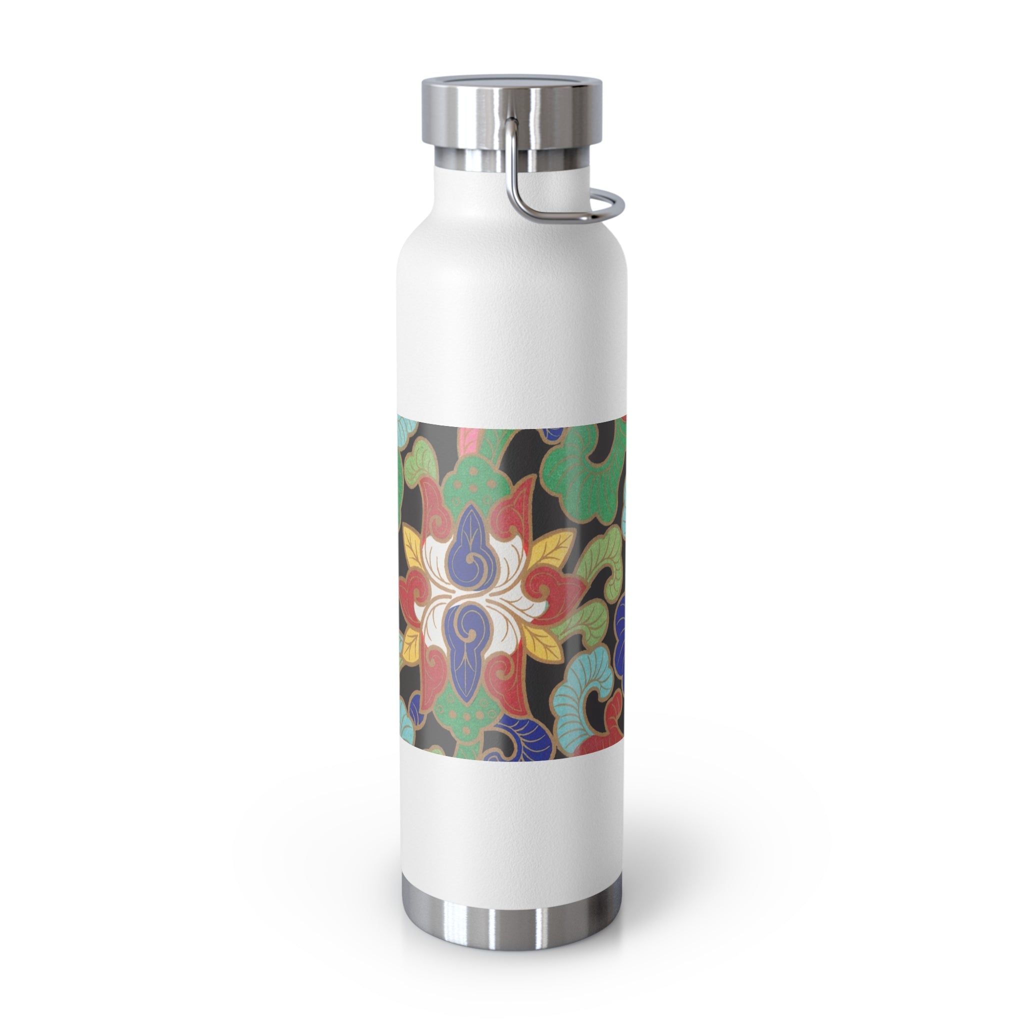 22oz Insulated Water Bottle — Colorful Floral Swirl Pattern