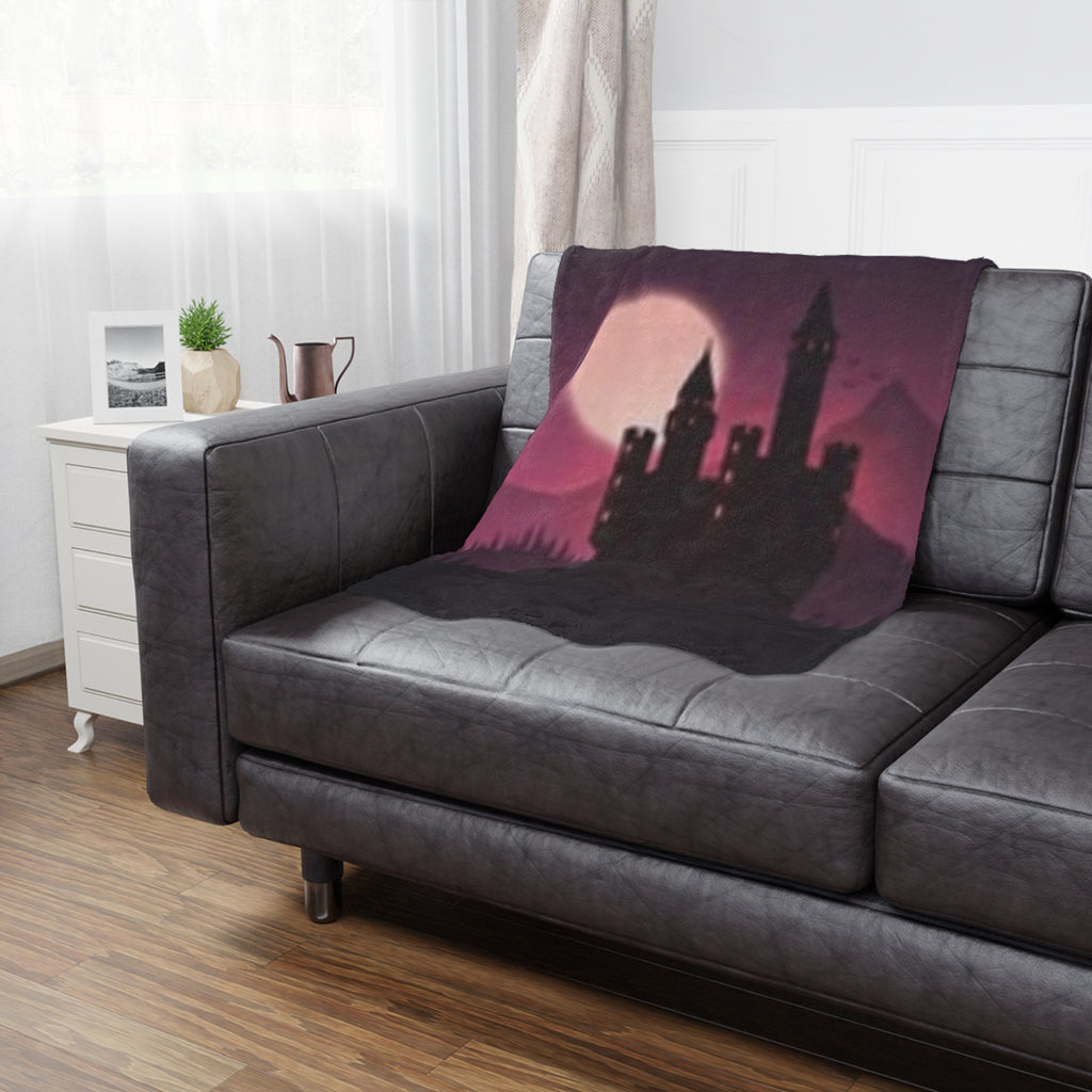 Castle Moon Minky Blanket — Gothic Moonlit Castle Throw for Cozy Nights