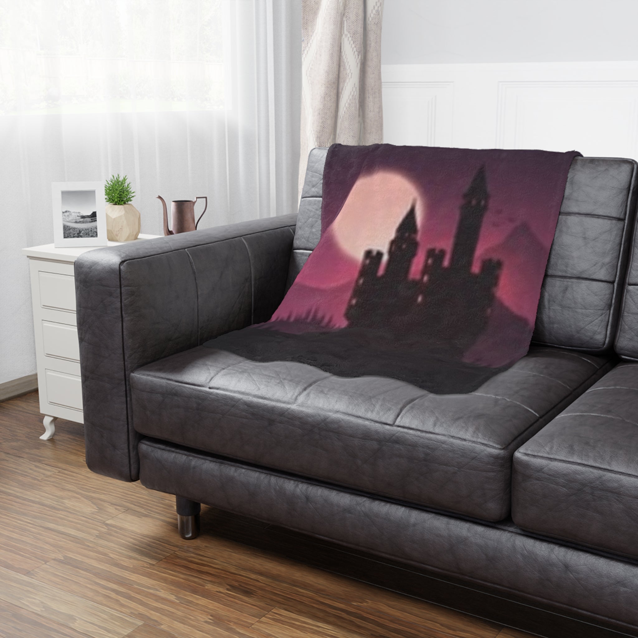 Castle Moon Minky Blanket — Gothic Moonlit Castle Throw for Cozy Nights