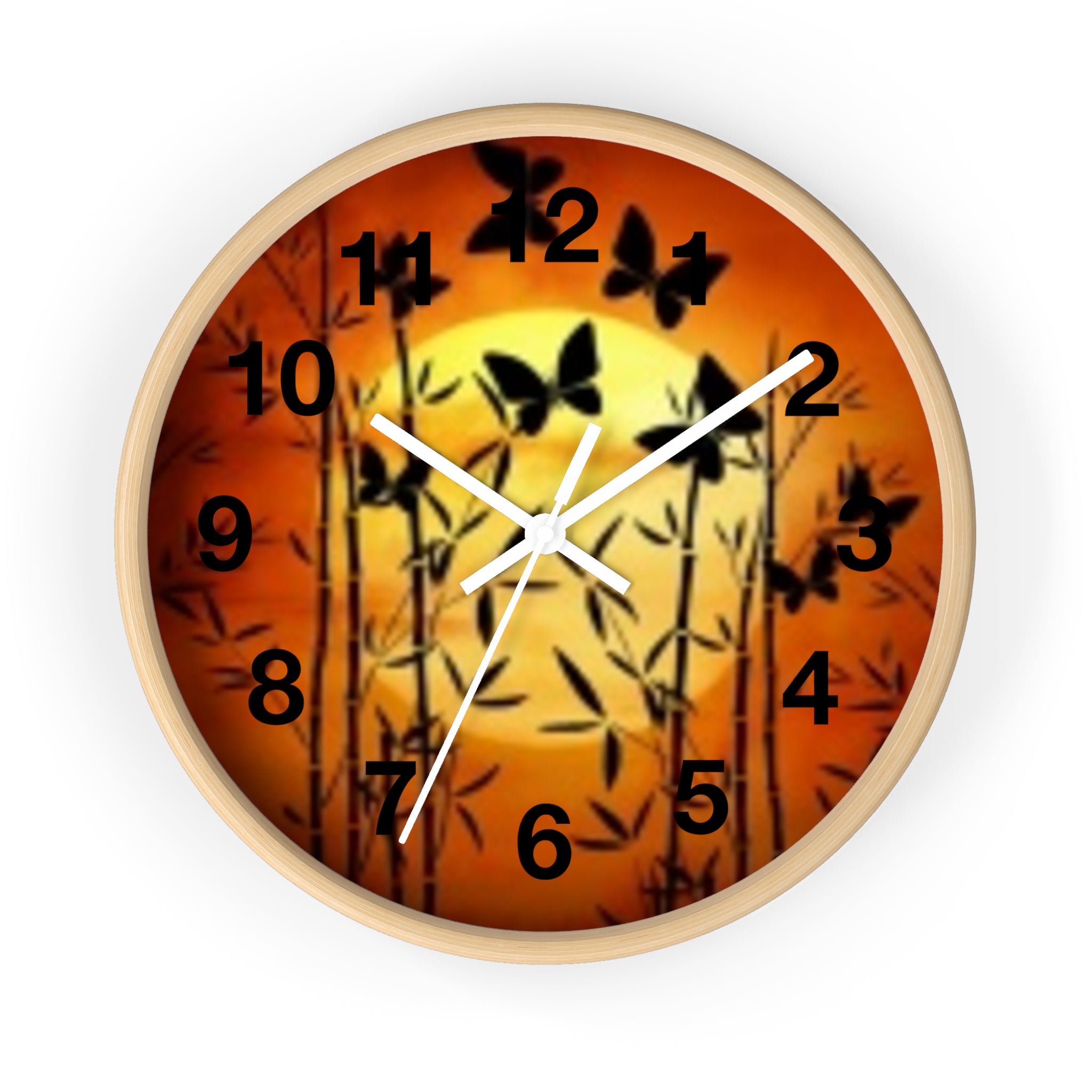 Butterfly Sunset Wall Clock — Bamboo Silhouette Home Decor