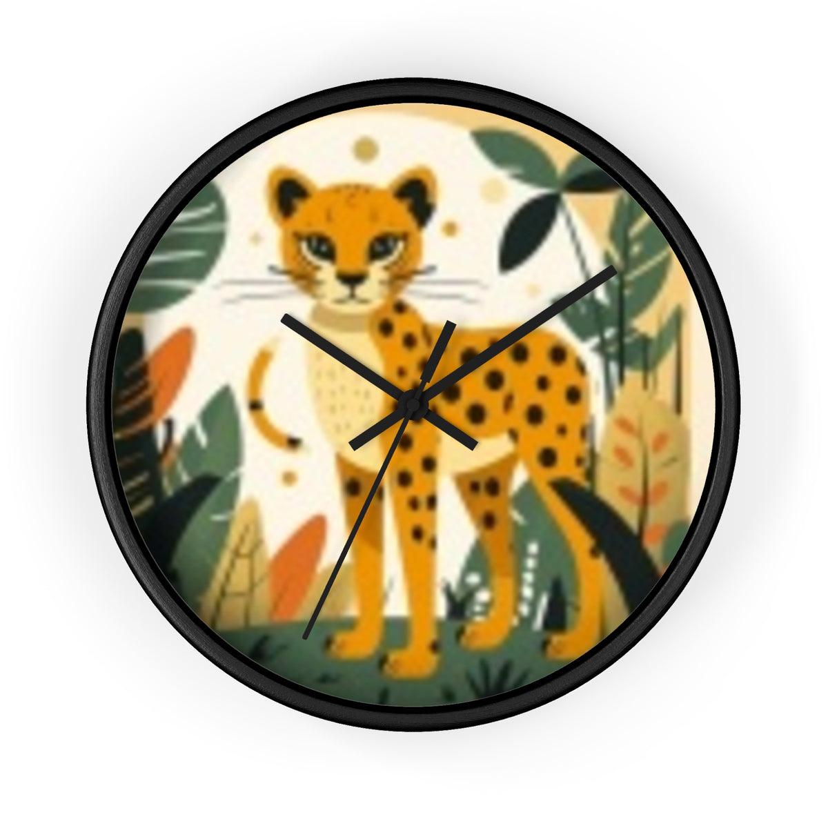 Cheetah Jungle Wall Clock — Cute Safari Nursery & Children  Decor