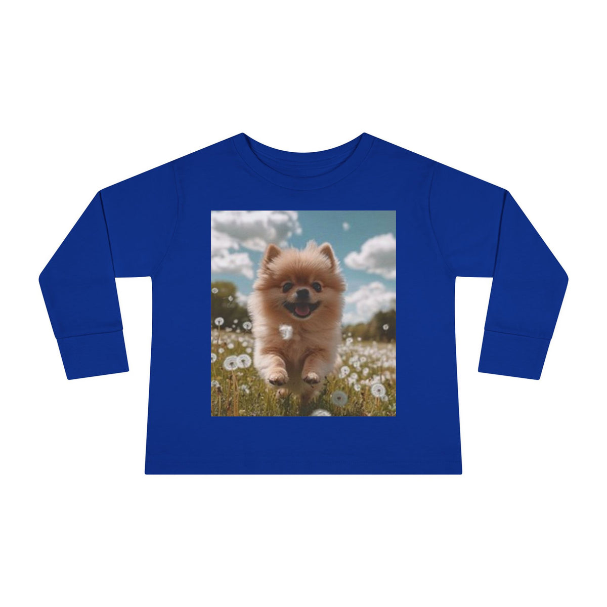 Toddler Tee — Puppy Running through Wildflowers Sleeve Shirt for Kids
