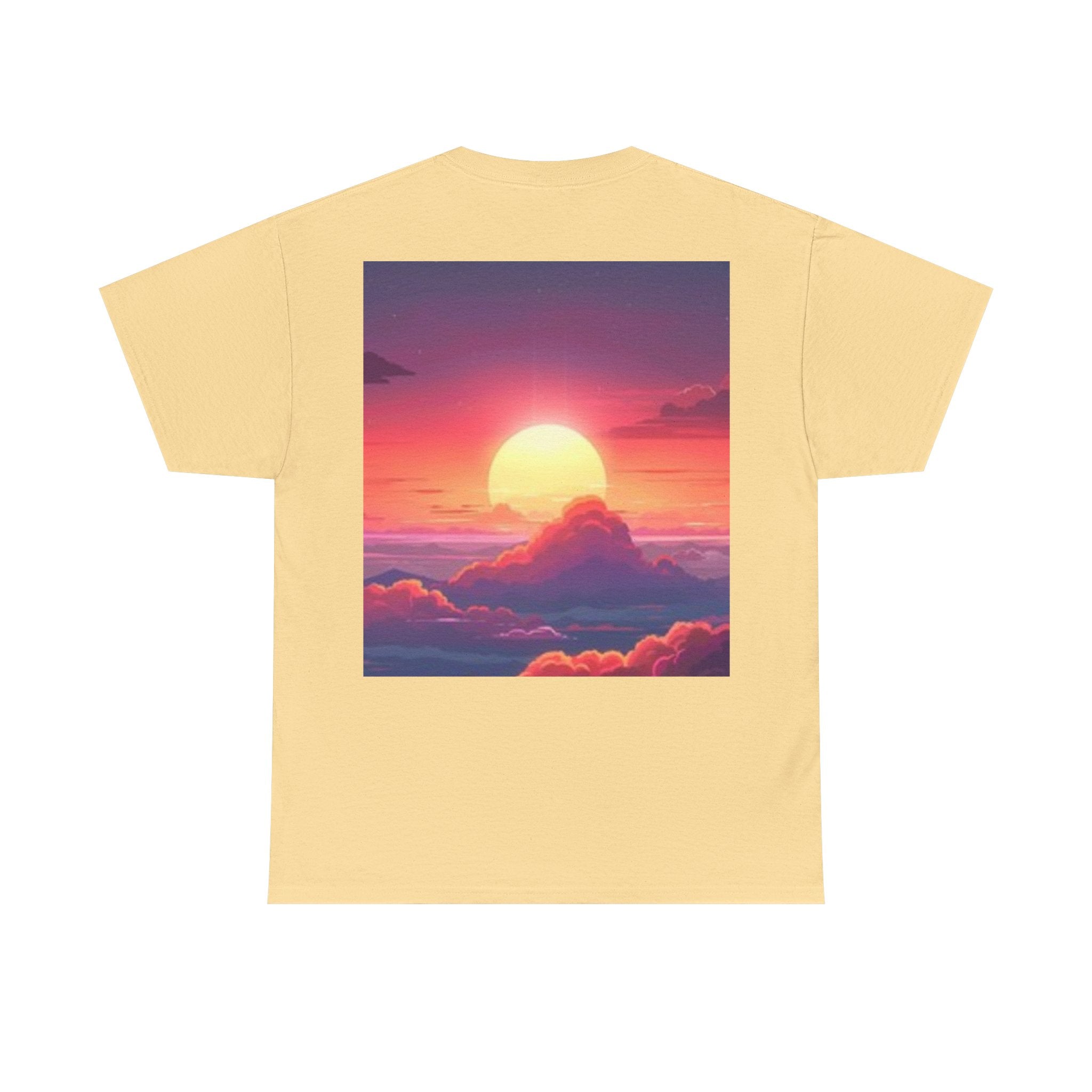 Mythic Sunset Portrait Tee — Artistic Goddess & Vibrant Sunset Graphic T-Shirt