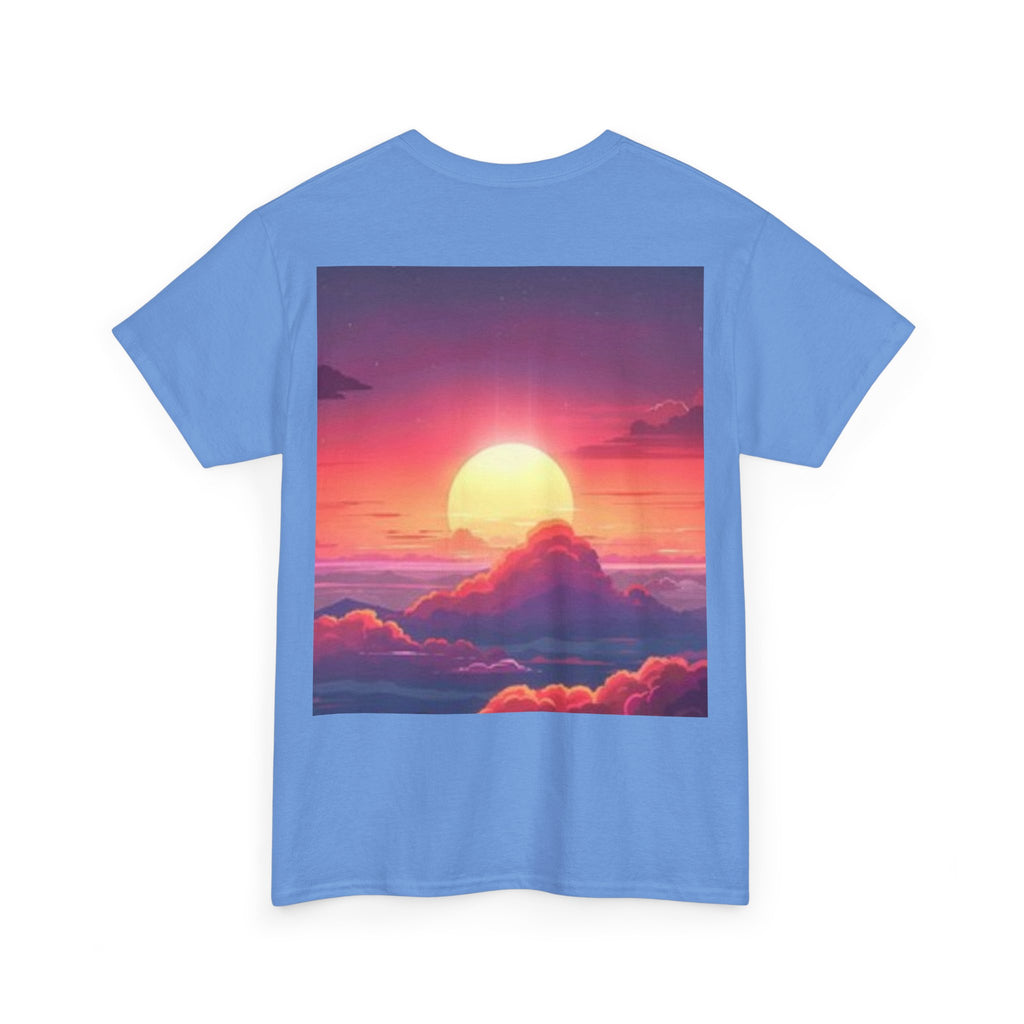 Mythic Sunset Portrait Tee — Artistic Goddess & Vibrant Sunset Graphic T-Shirt