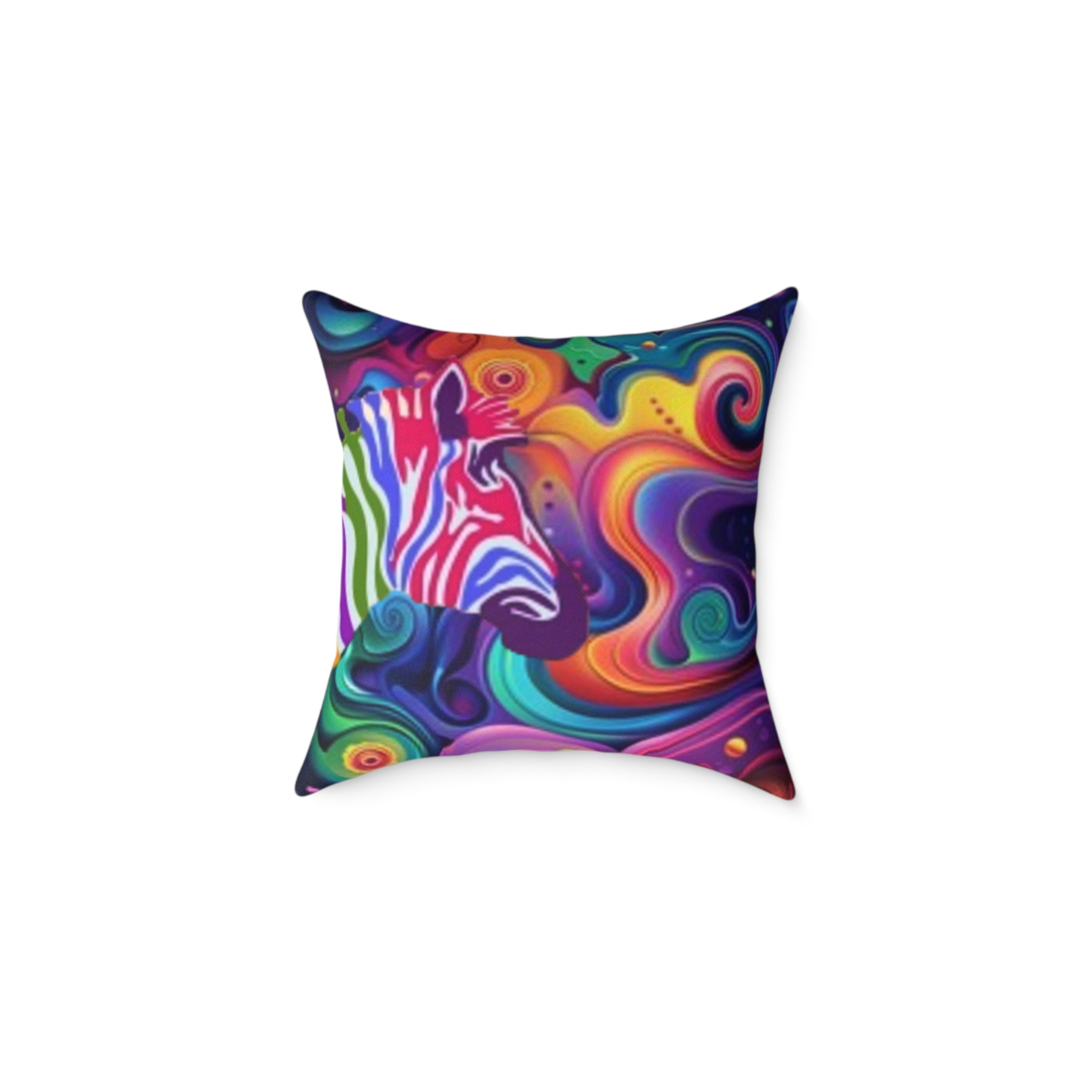 Psychedelic Zebra Swirl Square Throw Pillow