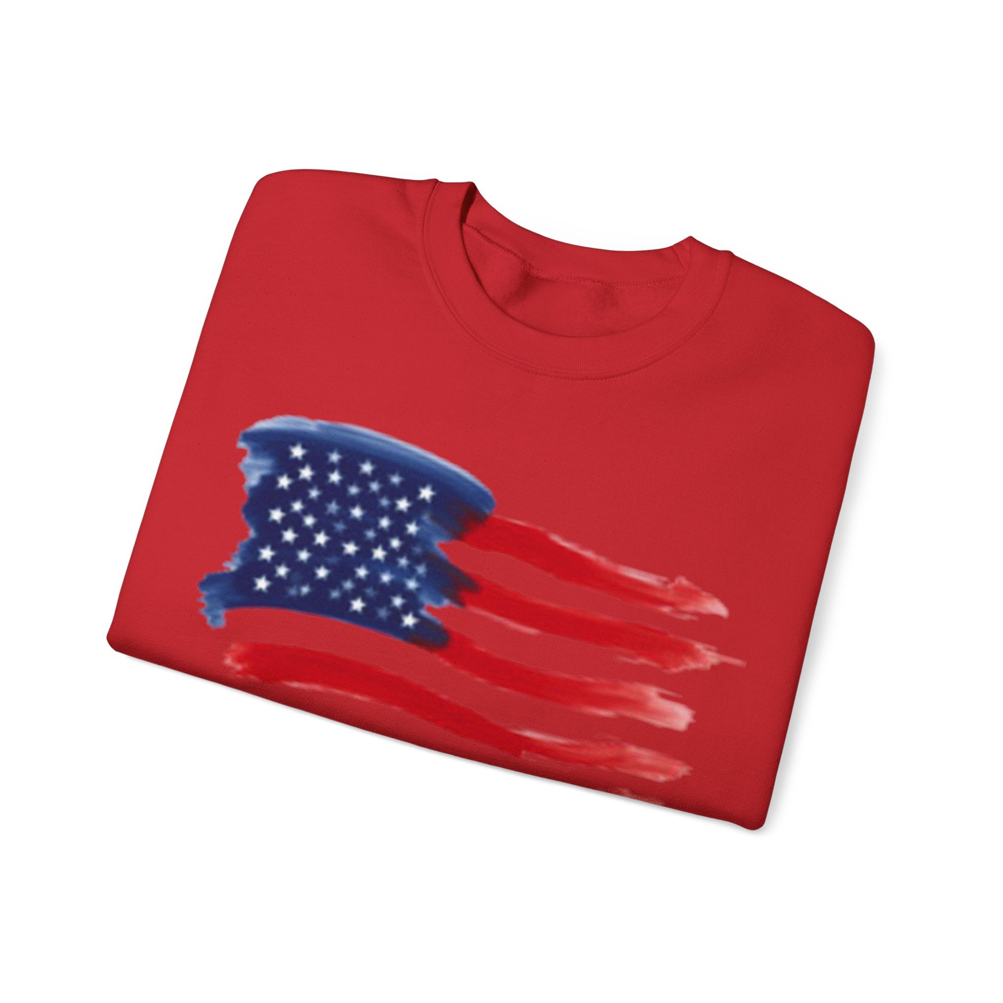 American Flag Crewneck Sweatshirt & Texas Longhorn  — Distressed Watercolor USA Graphic