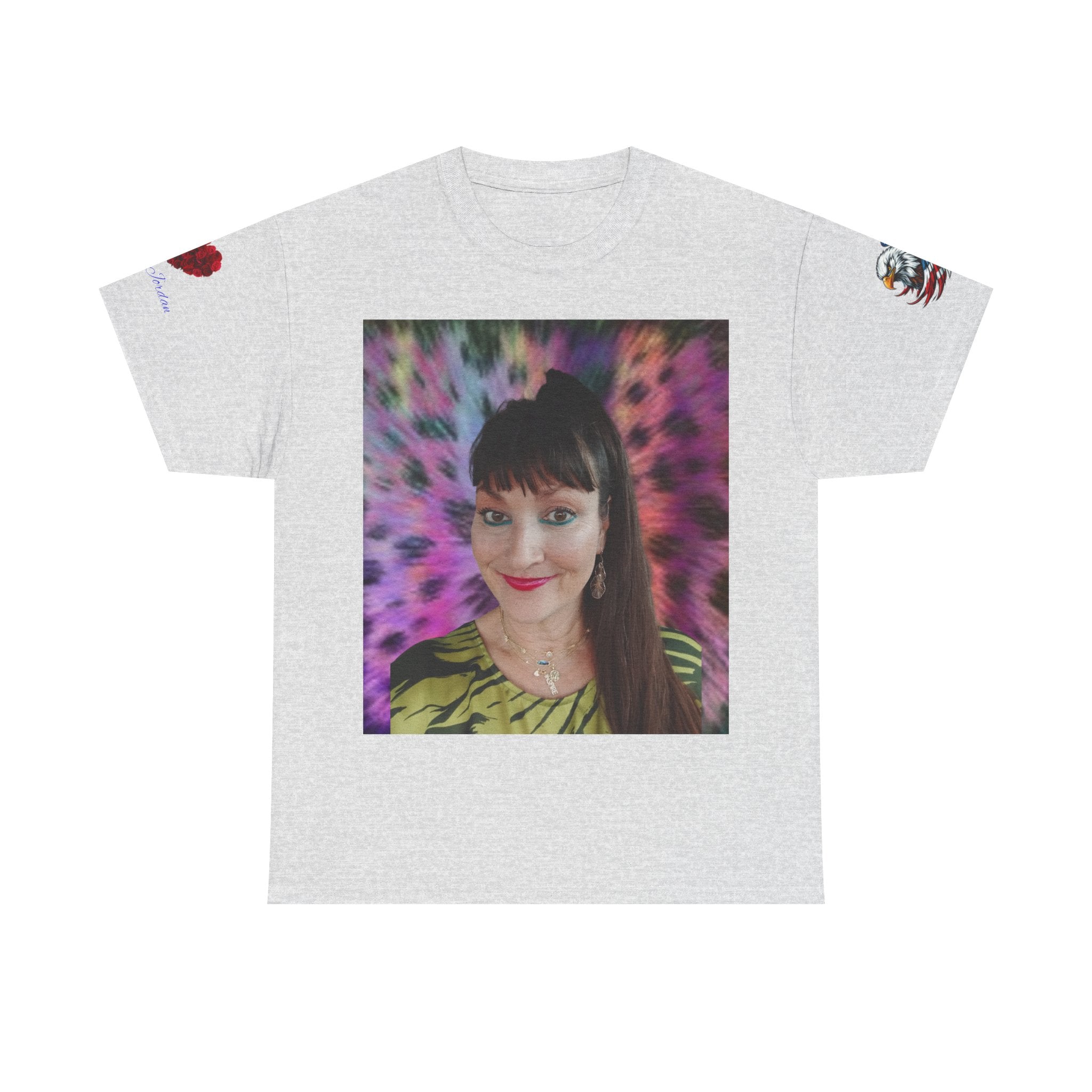 Mary Jordan Colorful Animal Print Patriotic Heart T-shirt
