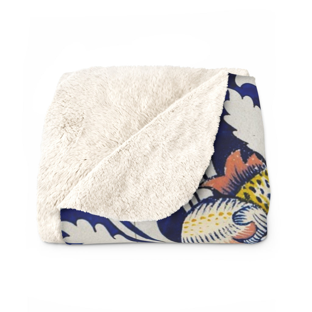Floral William Morris–Style Sherpa Fleece Blanket — Cozy Vintage Botanical Throw