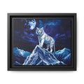 Framed Matte Canvas - White Tiger on Moonlit Mountain