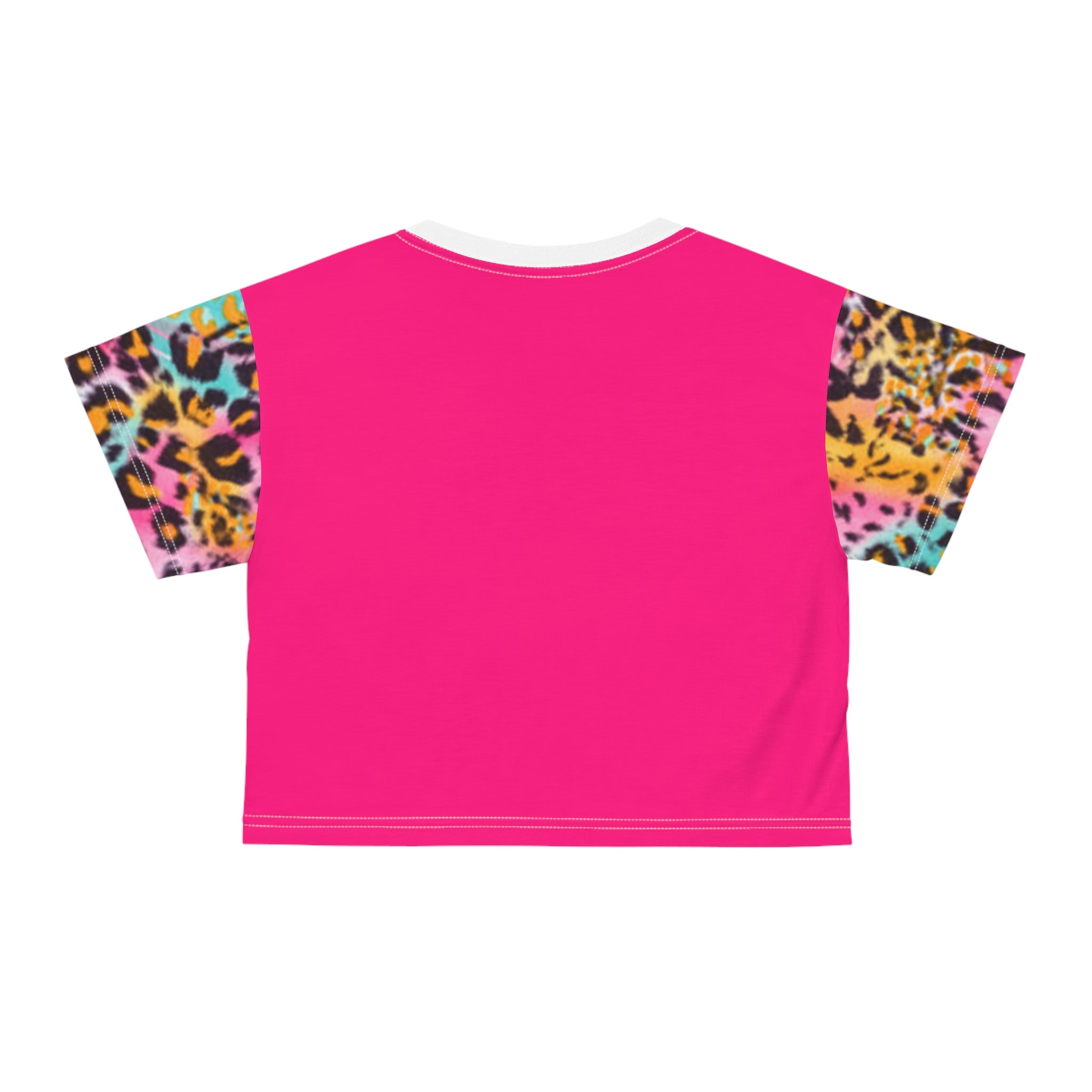 Colorful Boho Crop Tee — Vibrant Abstract Animal & Leopard Print AOP
