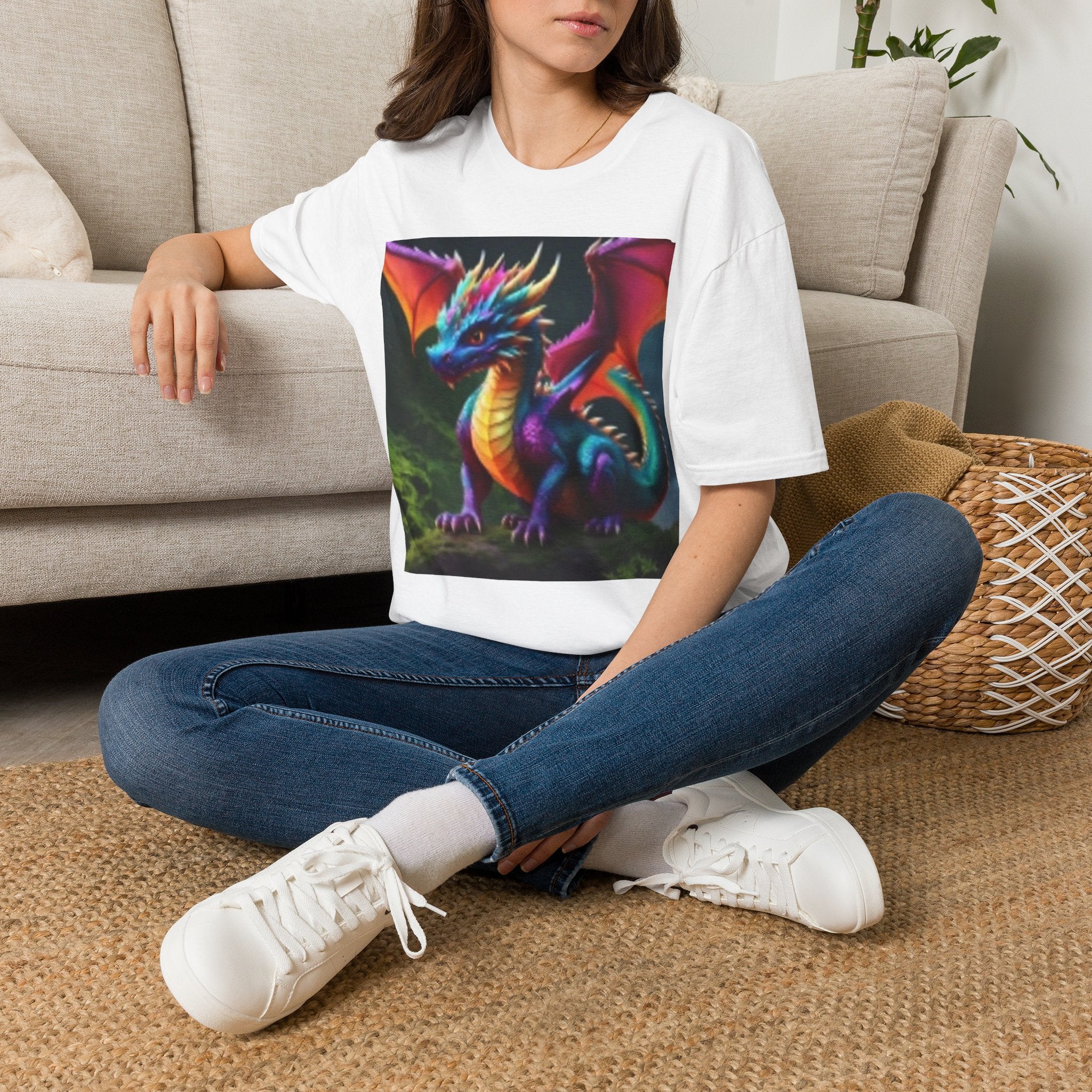 Colorful Fantasy Dragon T-Shirt — Vibrant Rainbow Baby Dragon Graphic Tee