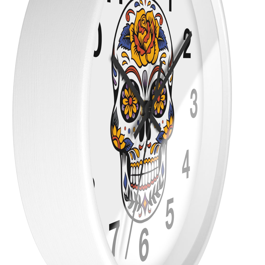 Sugar Skull Wall Clock — Colorful Day of the Dead Decorative Clock