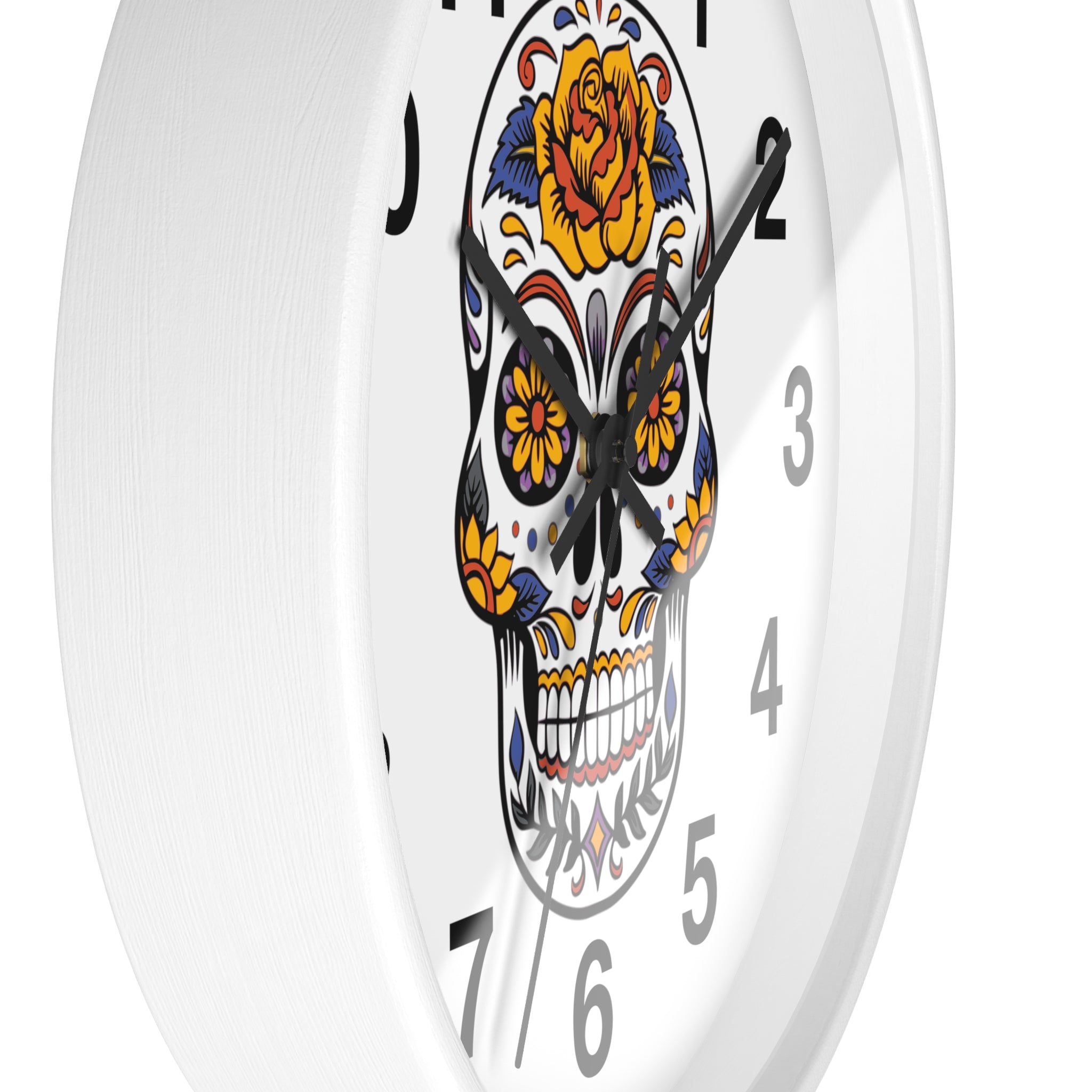 Sugar Skull Wall Clock — Colorful Day of the Dead Decorative Clock