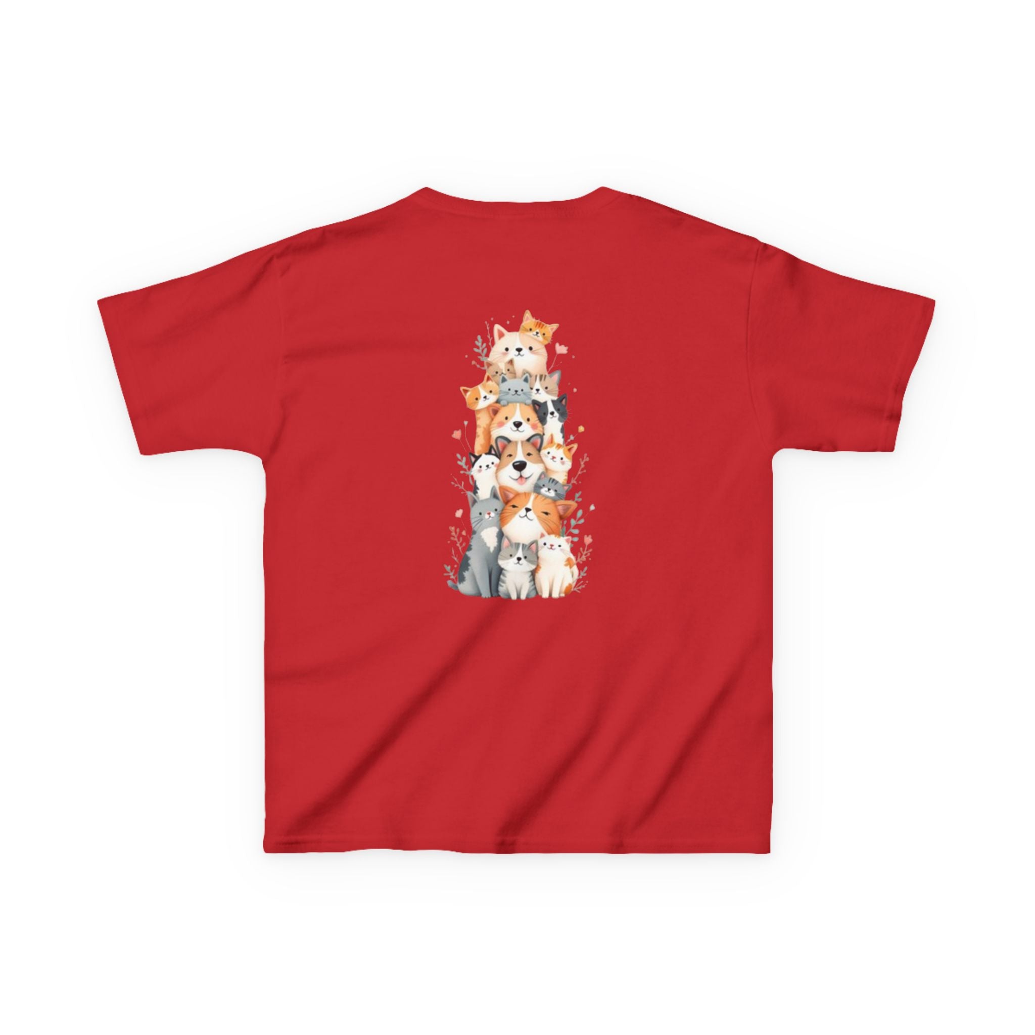 Kids Bulldog & Cute Cats Graphic Tee — Playful Puppy and Cat Stack Kids T-Shirt