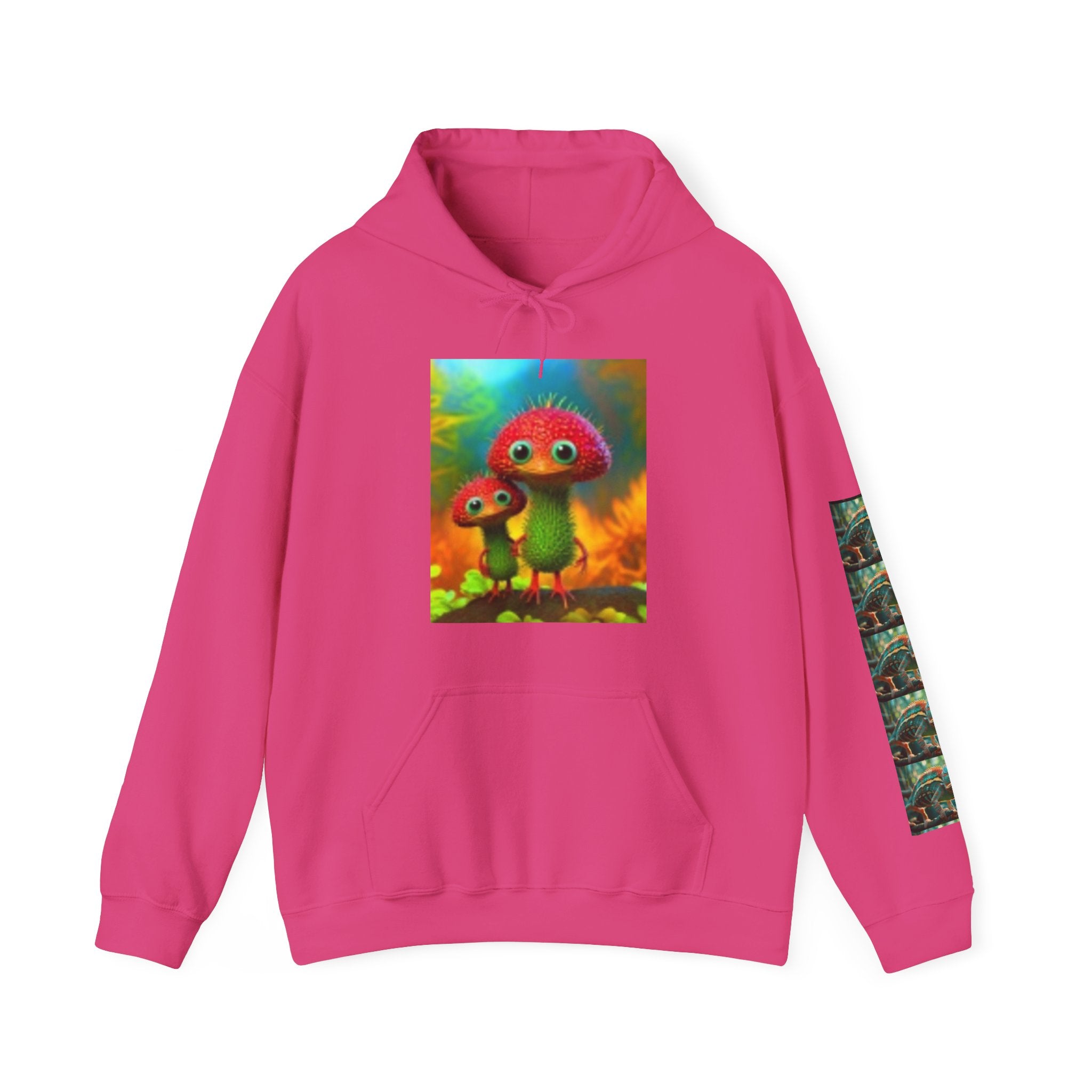Sweat à capuche « Créatures de champignons psychédéliques » — Pull d'art fractal coloré