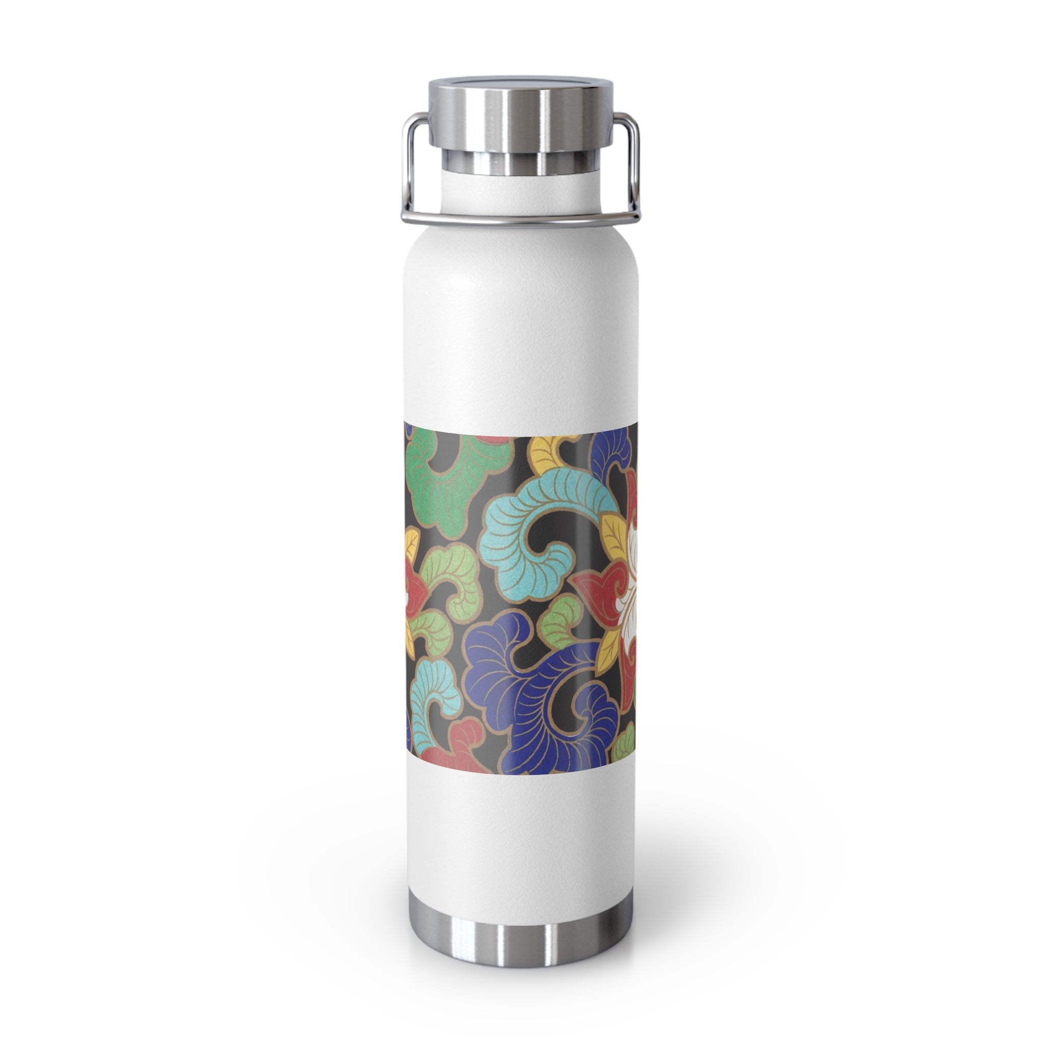 22oz Insulated Water Bottle — Colorful Floral Swirl Pattern