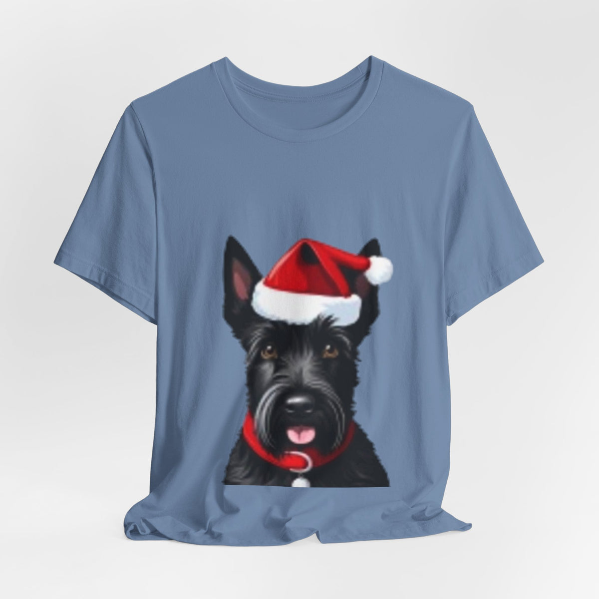 Scottish Terrier Christmas Tee — Cute Scottie Dog Wearing Santa Hat