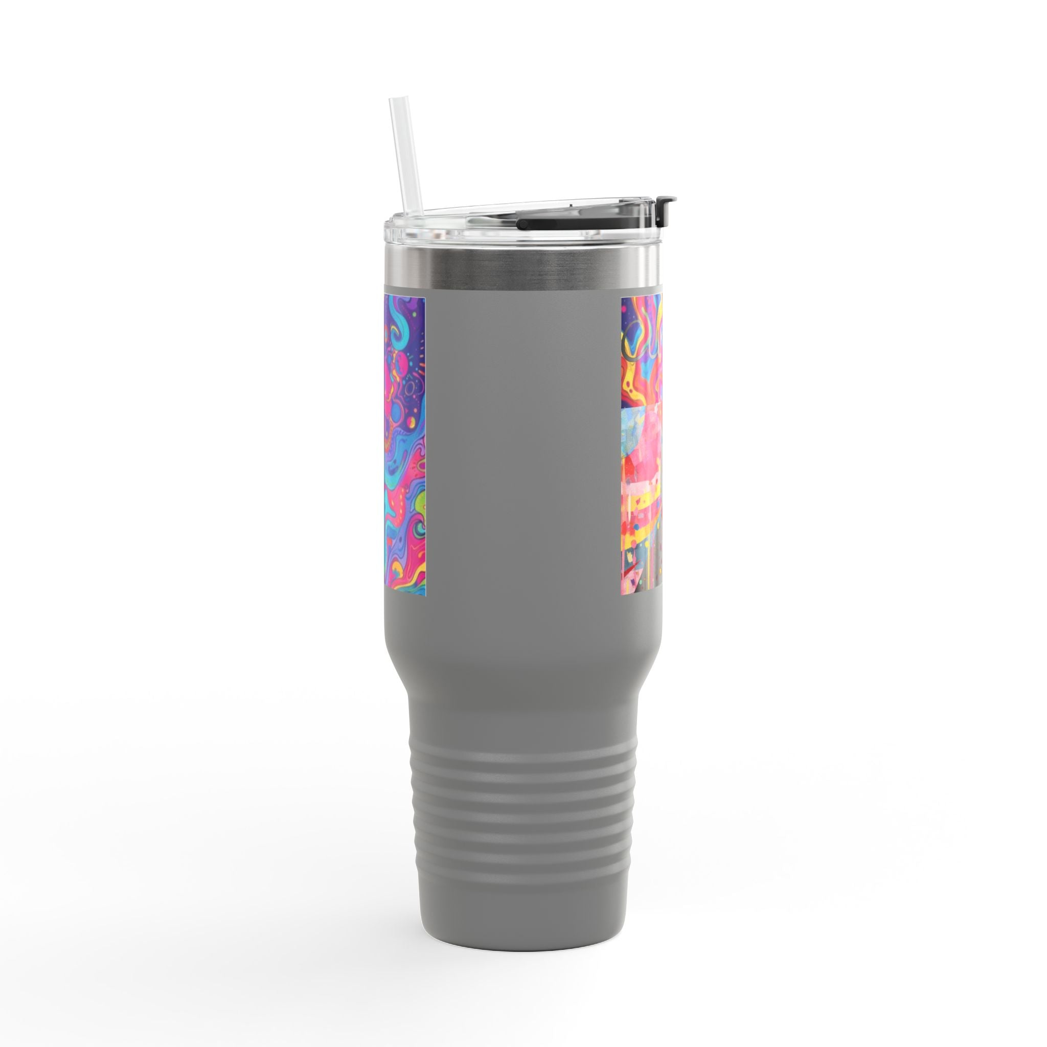 Black Cat & Psychedelic Colors Insulated Travel Mug, 40oz Fabulous Gift!