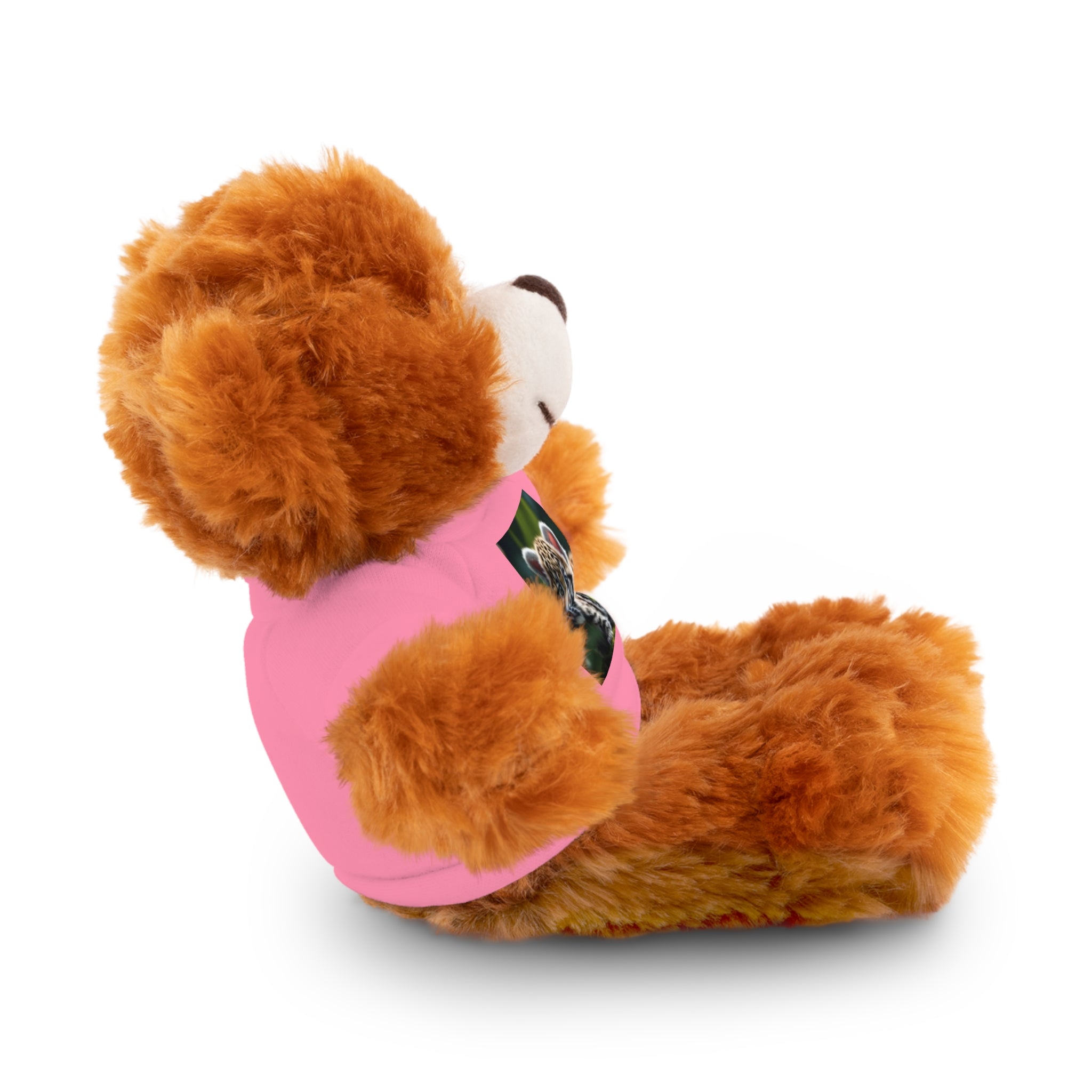 Plush Teddy Bear with Leopard Cub Tee — Cute Animal Gift for Kids & Wildlife Lovers