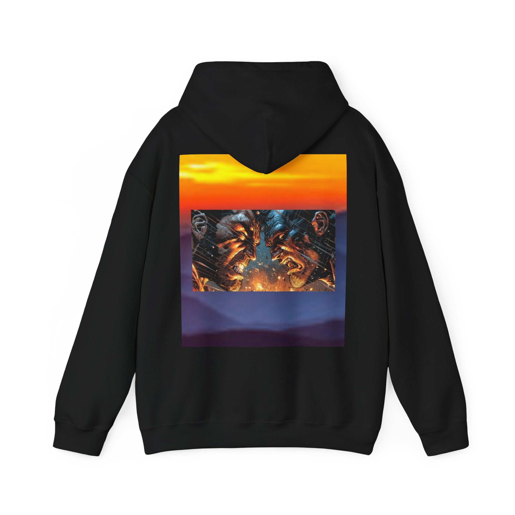 Marijuana Leaf Hoodie with Two Men Angry — Casual Streetwear Pullover