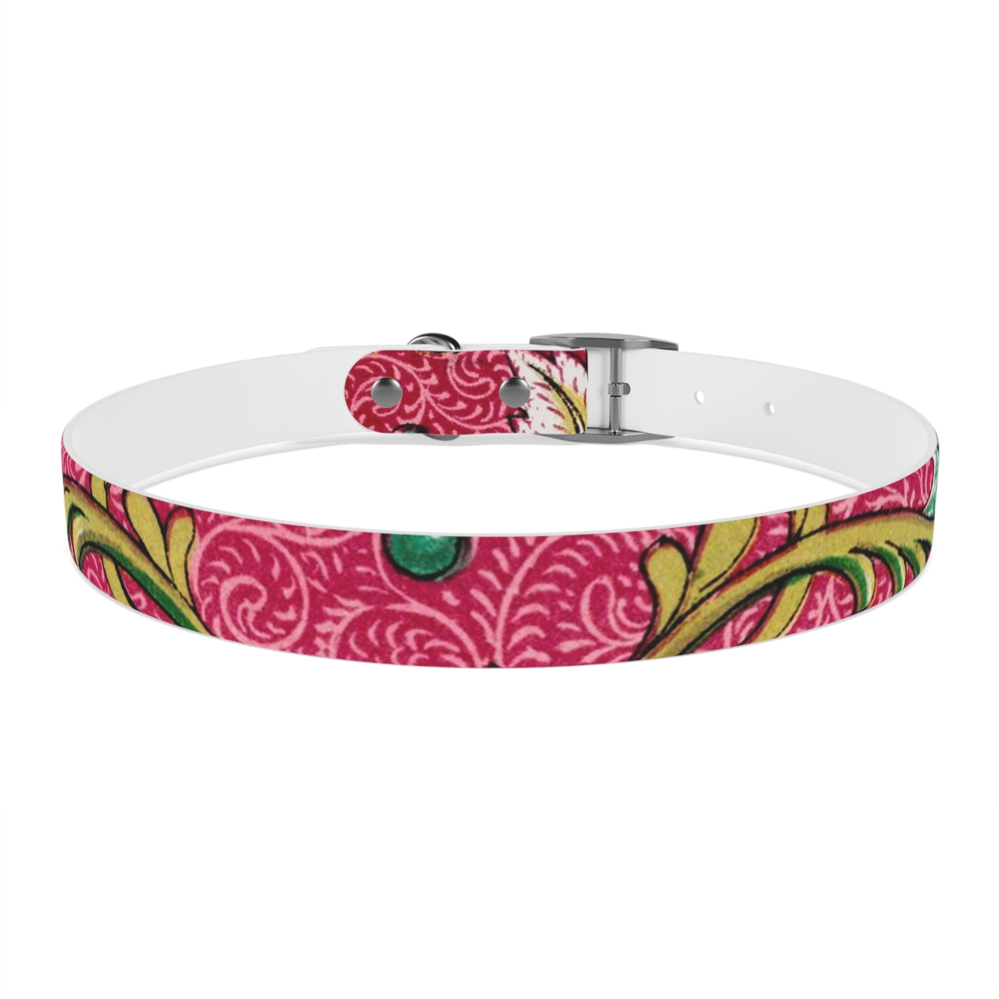 Floral Paisley Dog Collar — Pink Vintage Swirl Pattern