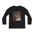 Youth Long Sleeve Tee — Girl Feeding Deer Christmas Night Scene