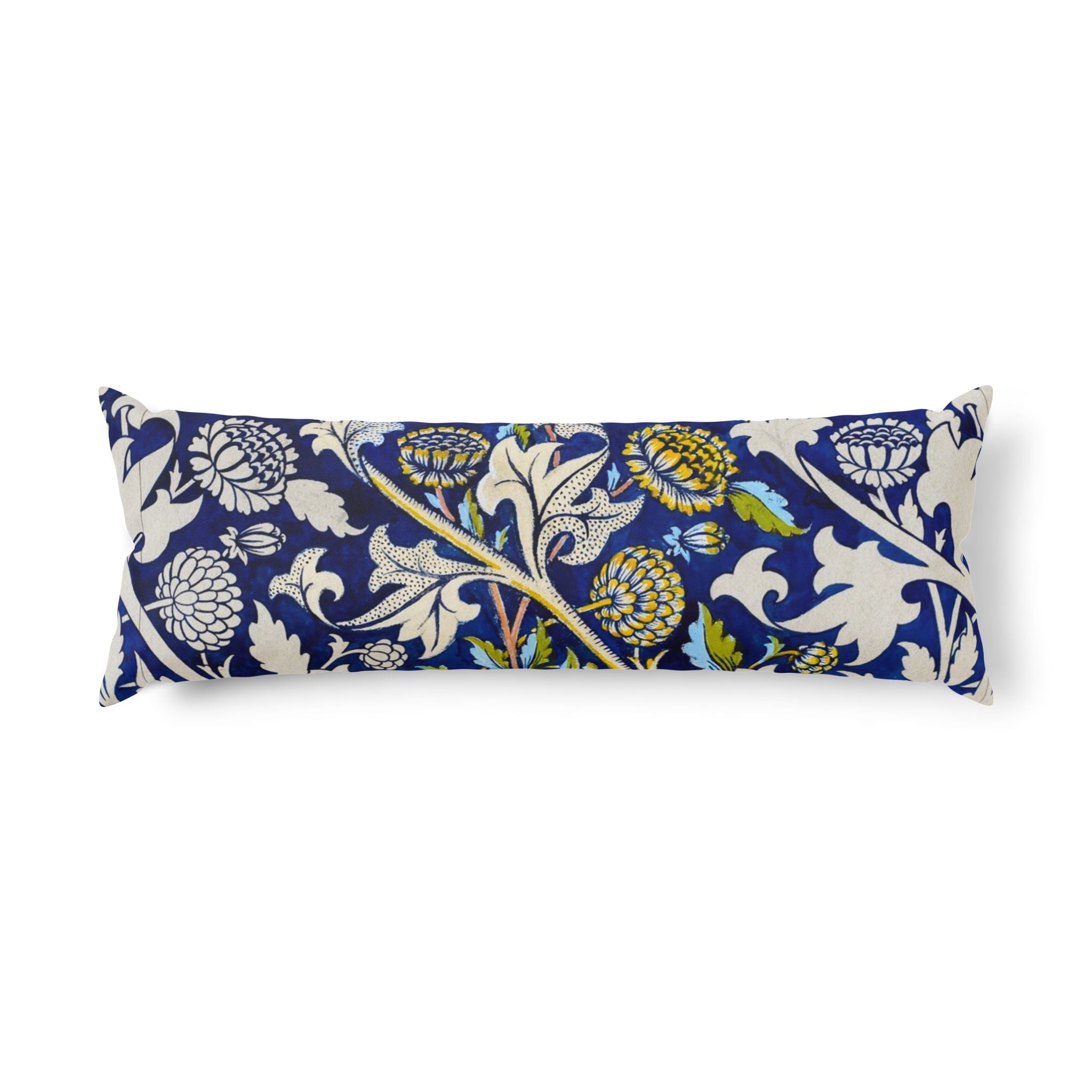 Floral Blue Body Pillow – Vintage Botanical Bolster