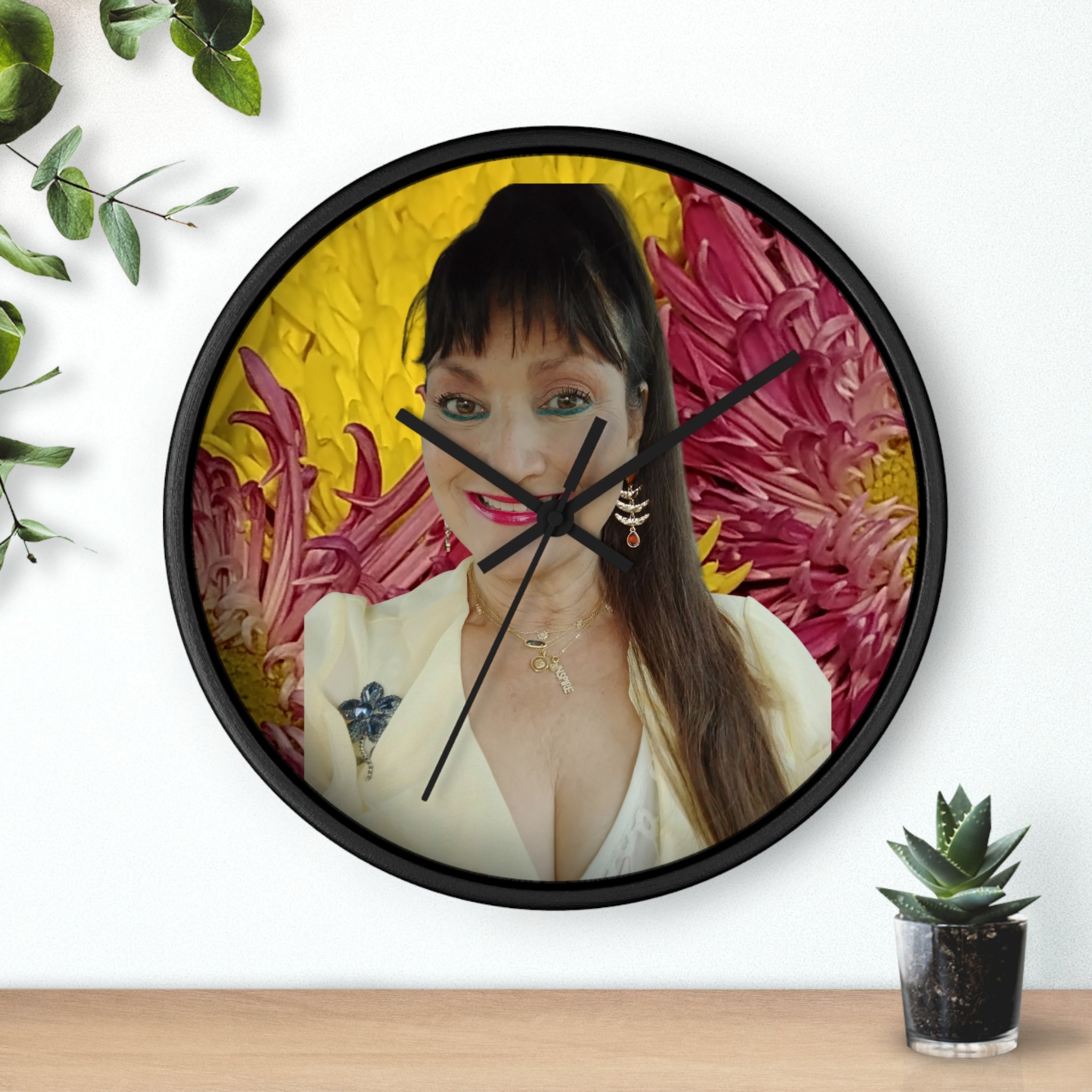 Mary Jordan Wall Clock – Bright Yellow & Pink Decorative Timepiece