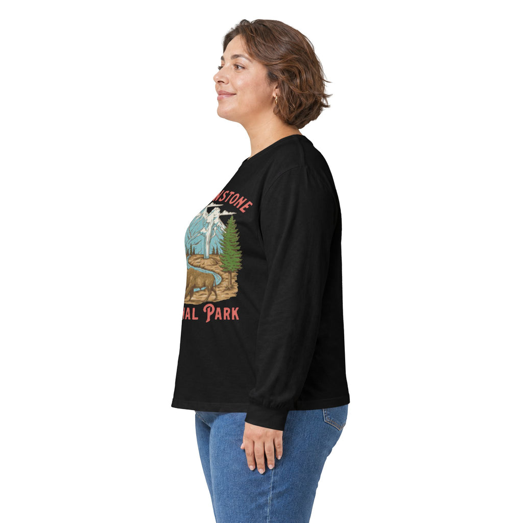 Yellowstone National Park Long Sleeve Tee — Vintage Mountain Camping T-Shirt