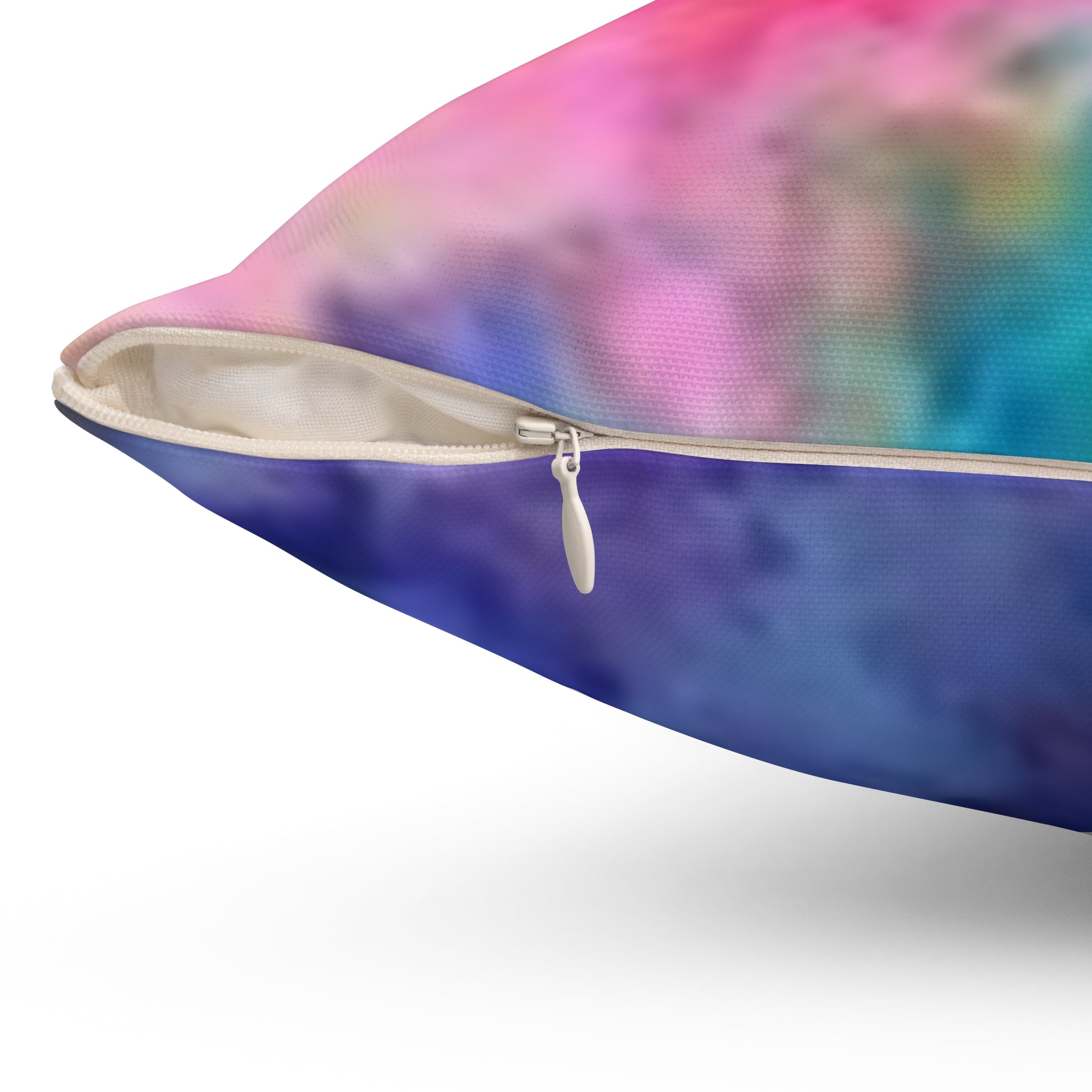 Watercolor Abstract Throw Pillow — Vibrant Pink Blue Decorative Cushion
