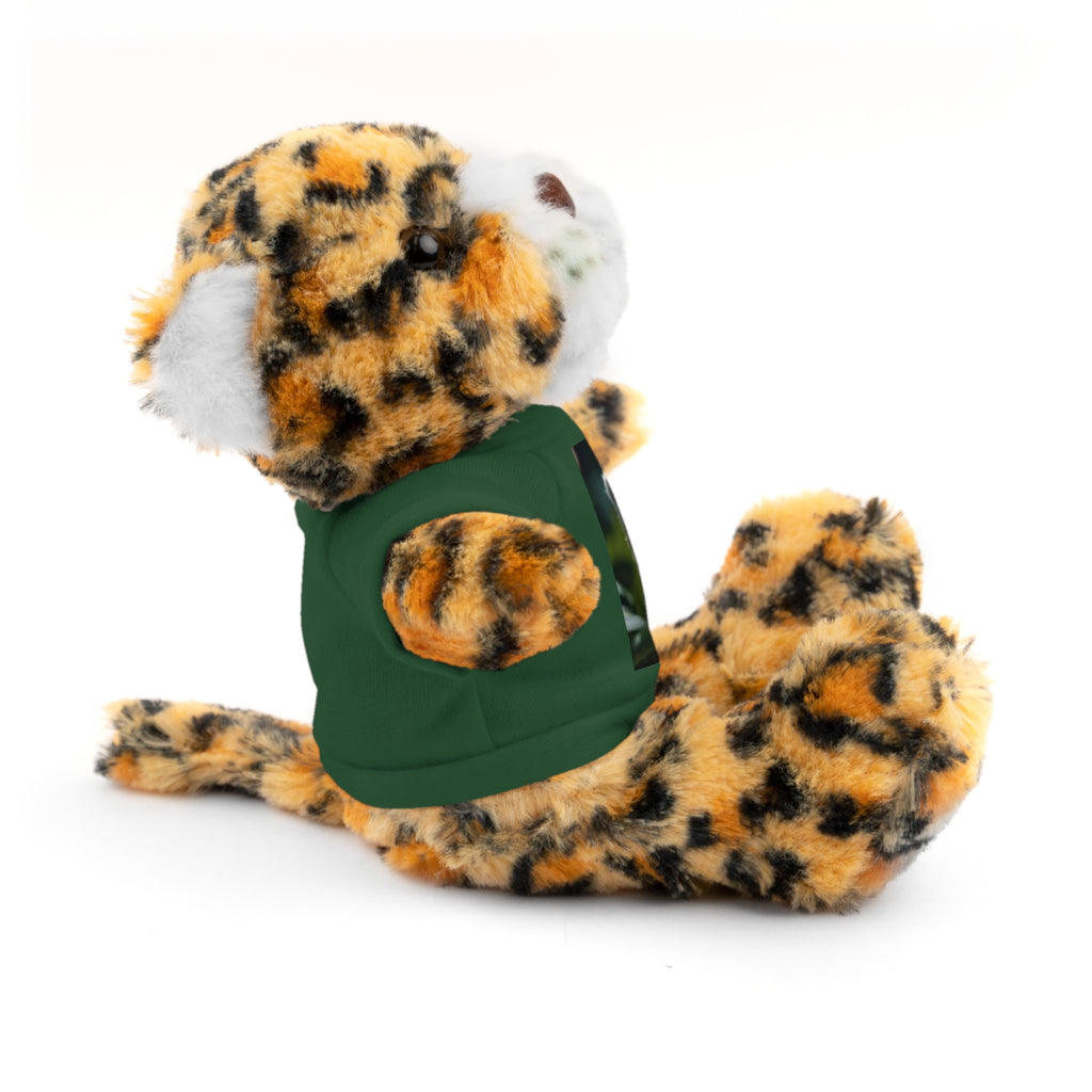 Plush Teddy Bear with Leopard Cub Tee — Cute Animal Gift for Kids & Wildlife Lovers