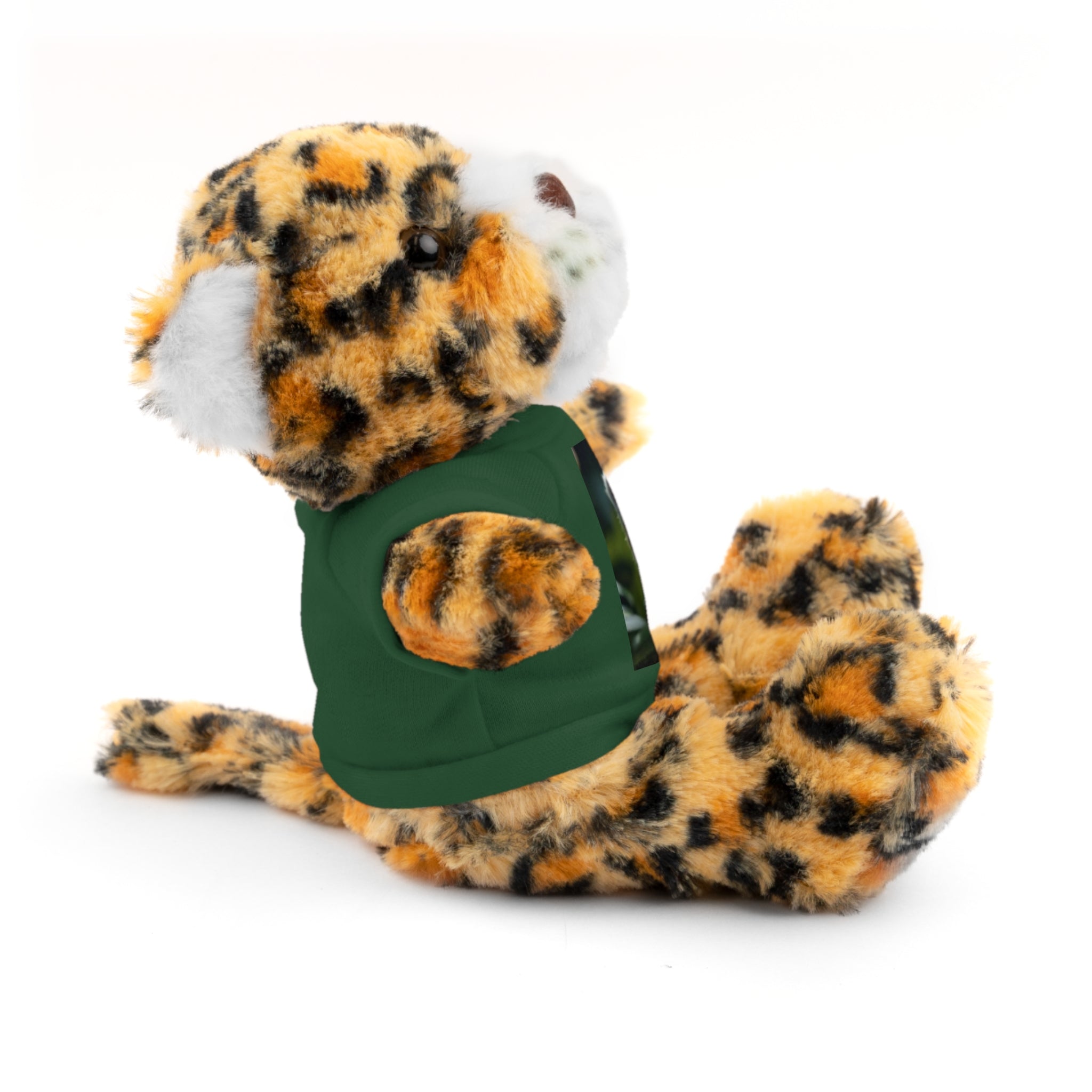 Plush Teddy Bear with Leopard Cub Tee — Cute Animal Gift for Kids & Wildlife Lovers
