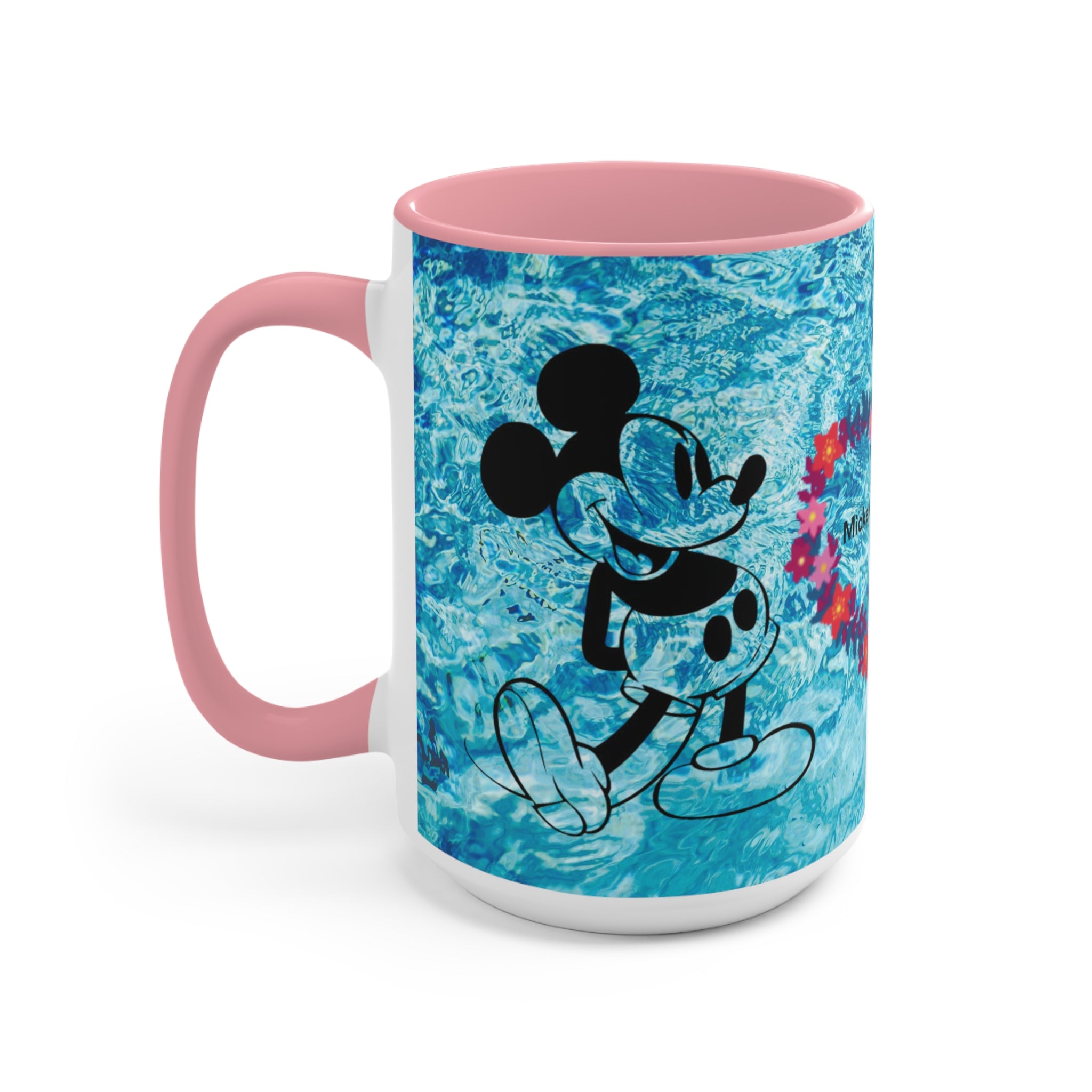 Mickey & Minnie Vibes Accent Mug — Floral Heart Retro Disney Design