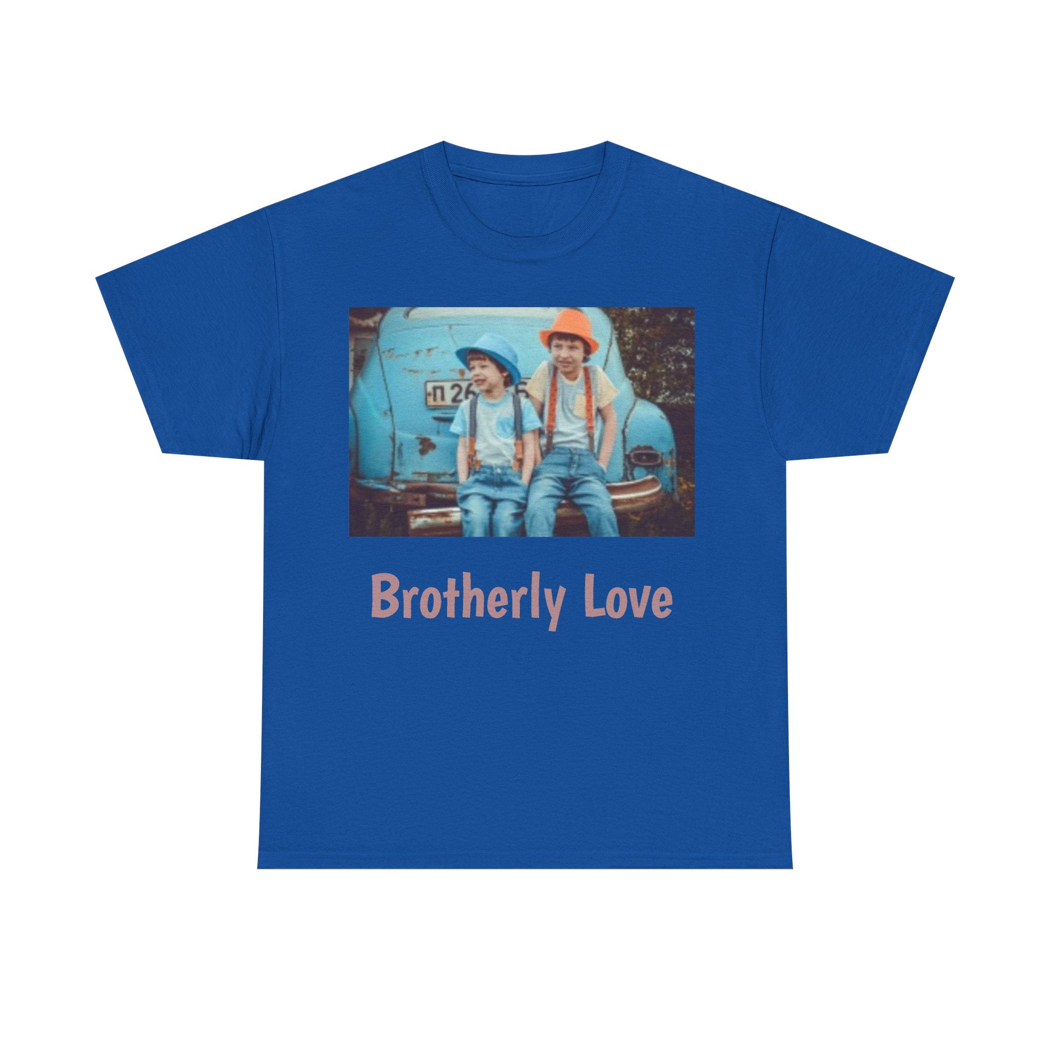 Vintage Kids Photo Tee – Retro Brothers Sitting by Classic Car