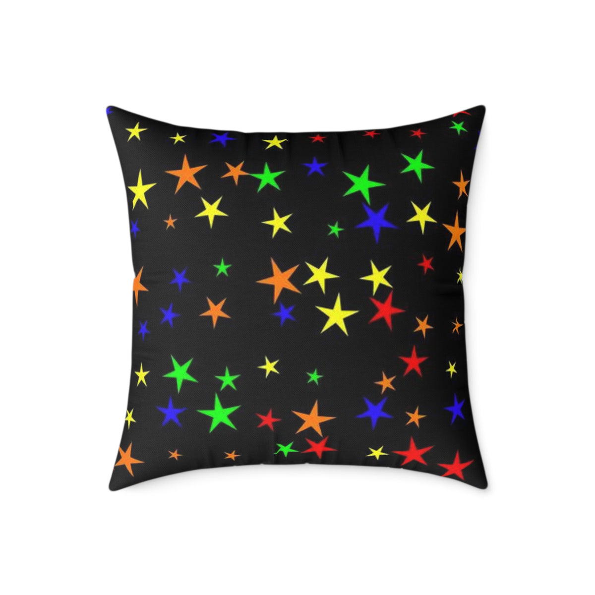 Christmas Tree Village Square Pillow — Festive Holiday Throw with Colorful Stars