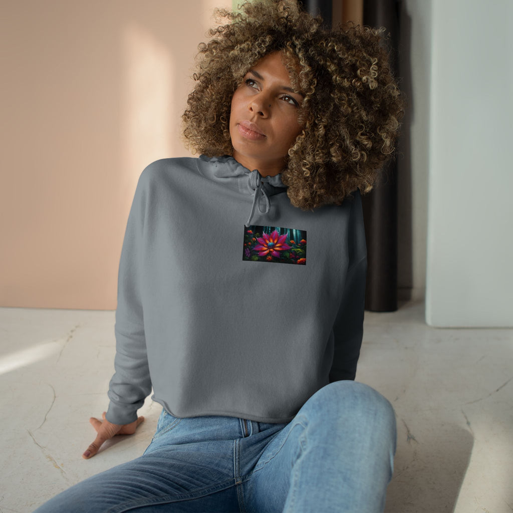 Sweat à capuche court femme Mystic Butterfly — Motif graphique floral Galaxie vibrante