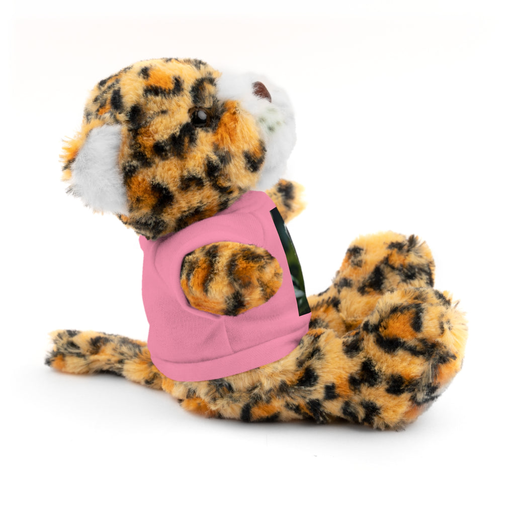 Plush Teddy Bear with Leopard Cub Tee — Cute Animal Gift for Kids & Wildlife Lovers